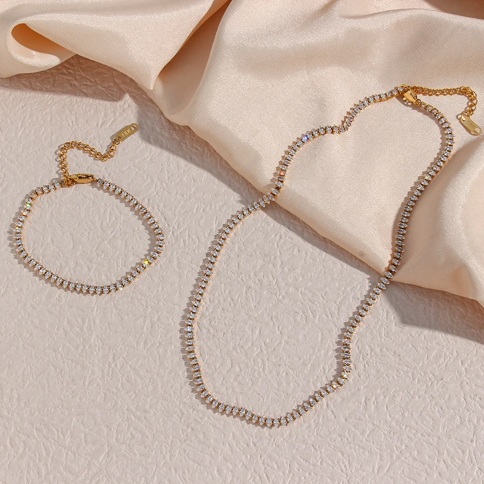Khloe 18K CZ Oval Tennis Necklace
