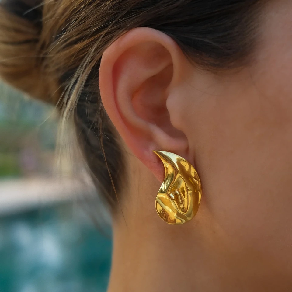 Bianca 18K Hammered Liquid Waterdrop Earrings