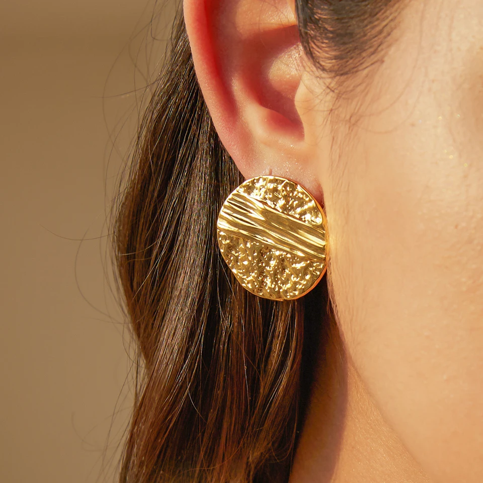 Josie 18K Hammered Texture Circle Earrings