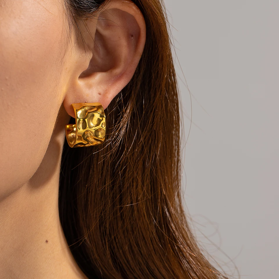 Calista 18K Hammered Liquid Earrings