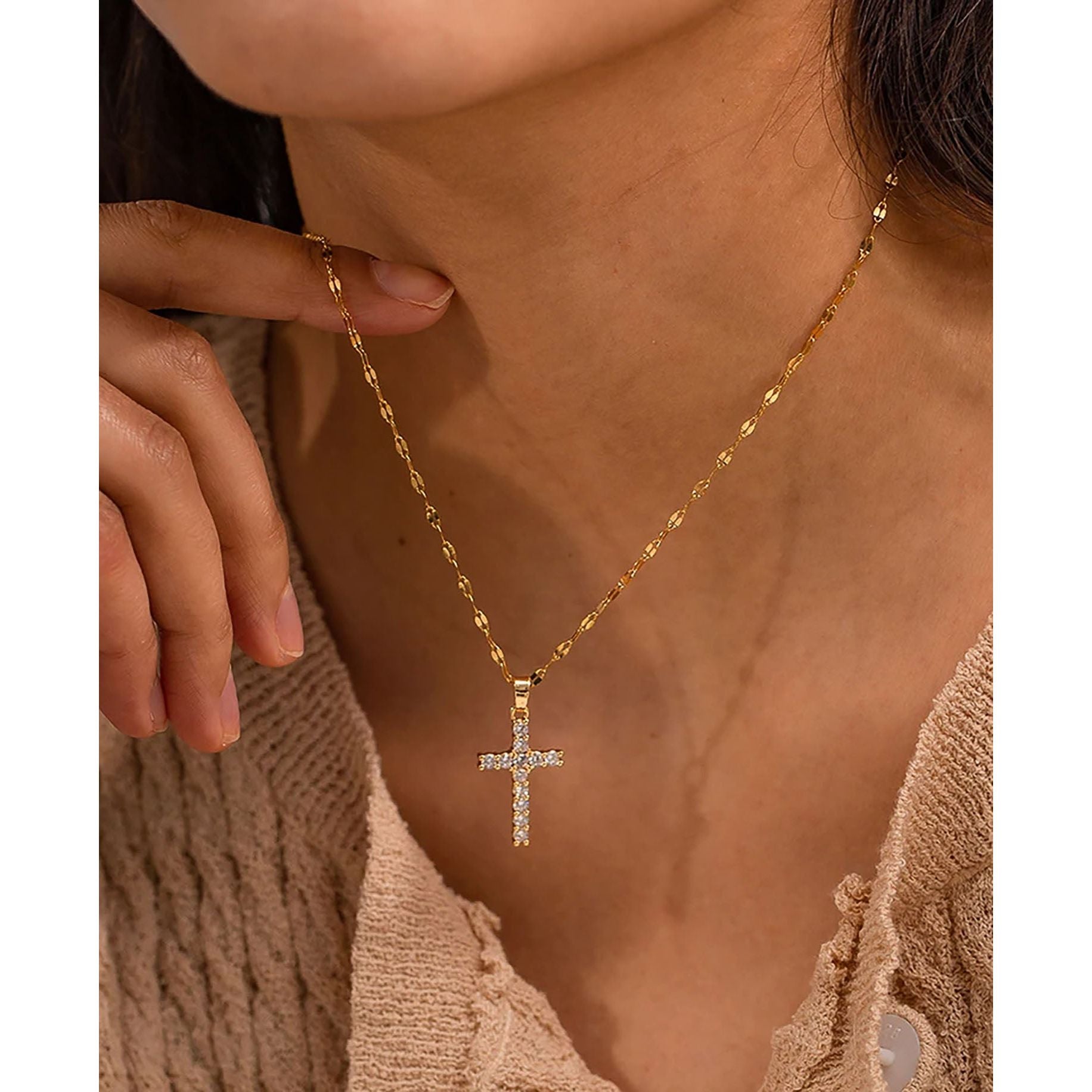 Julissa 18K Cross CZ Pendant Necklace