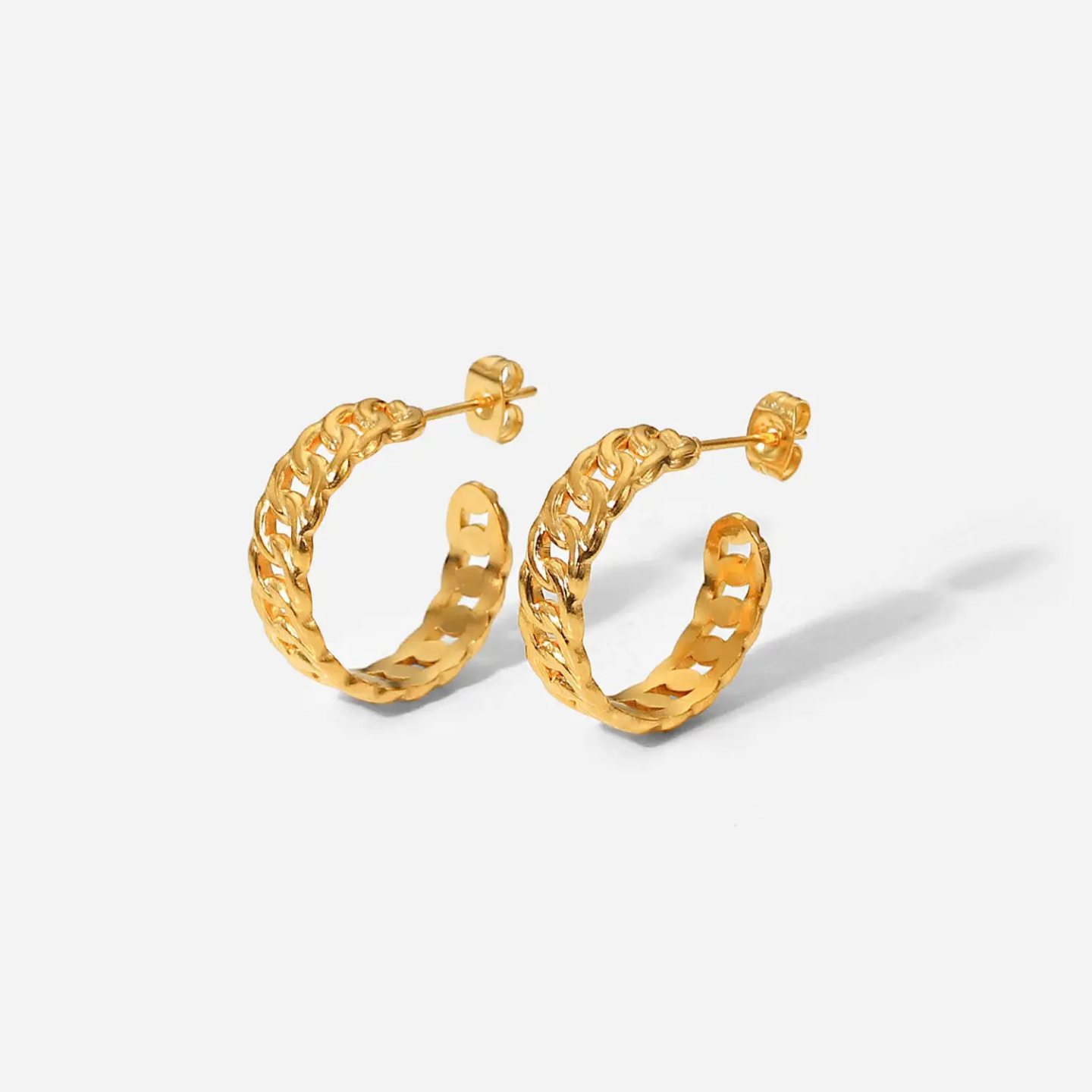 Lita 18K Slim Cuban Link Hoop Earrings