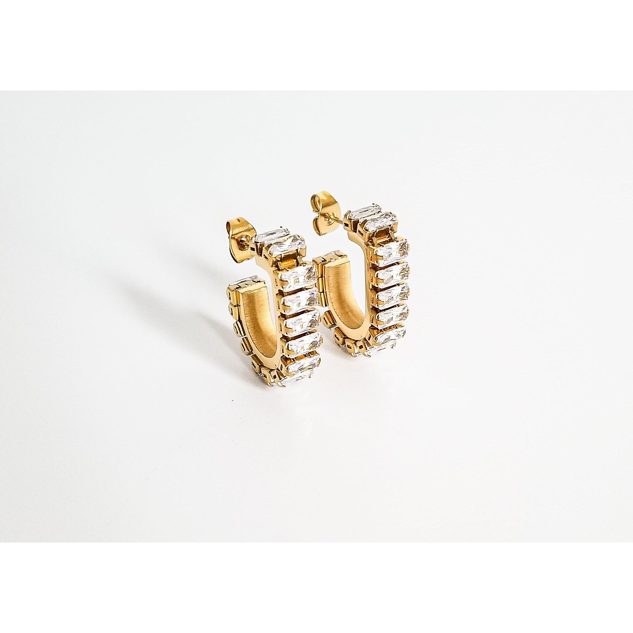 Seline Baguette 18K Huggie Earrings