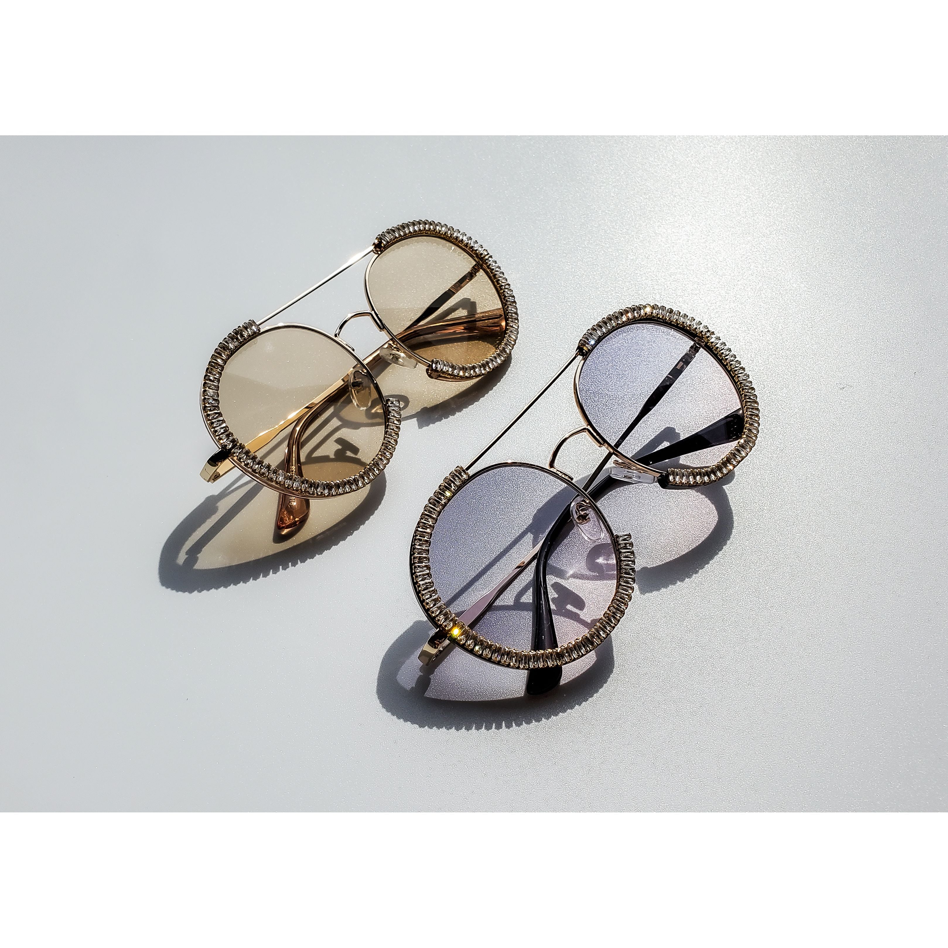 Retro CZ Rhinestone Circle Sunglasses