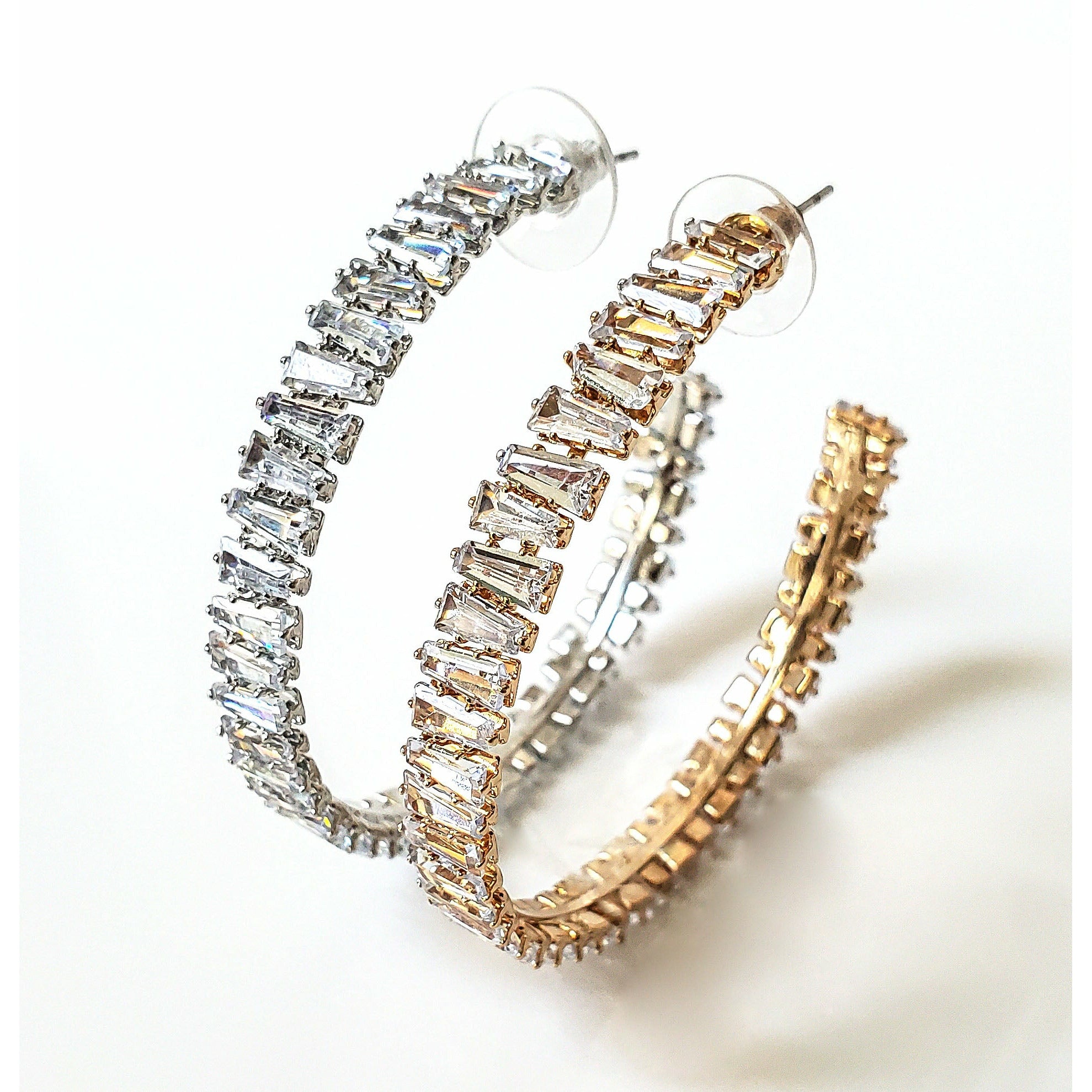 Kylie Jagged Baguette Hoop Earrings