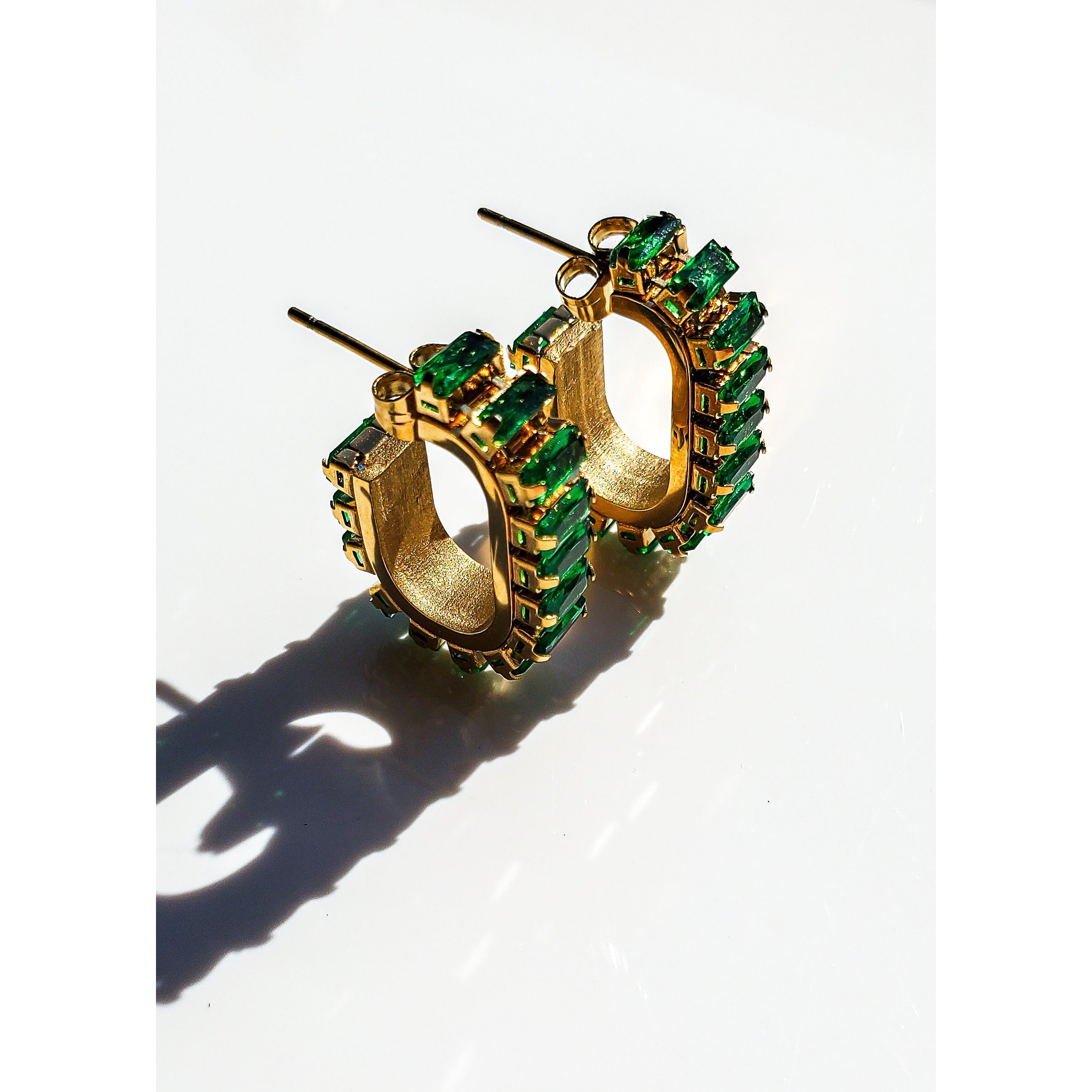 Seline Baguette 18K Huggie Earrings