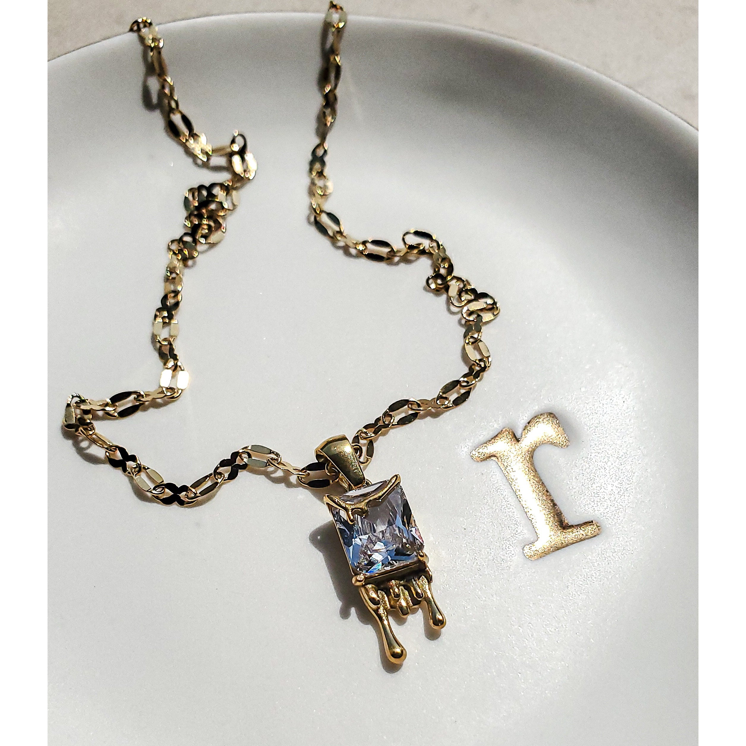Sophia 18K Liquid Gold Melt CZ Necklace