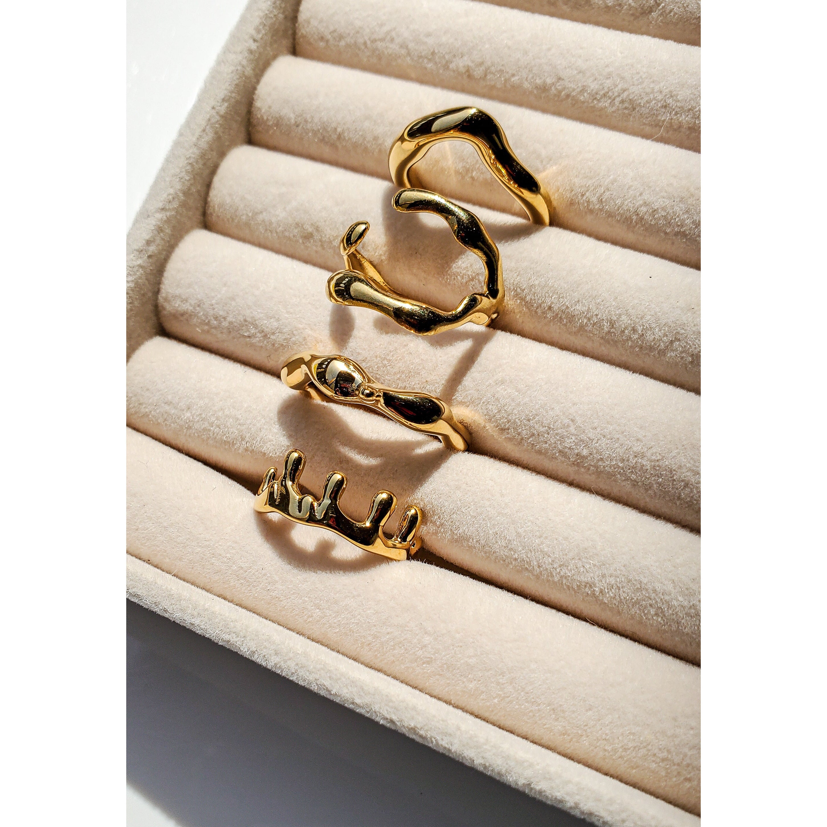 Irregular 18K Liquid Gold Melt Rings