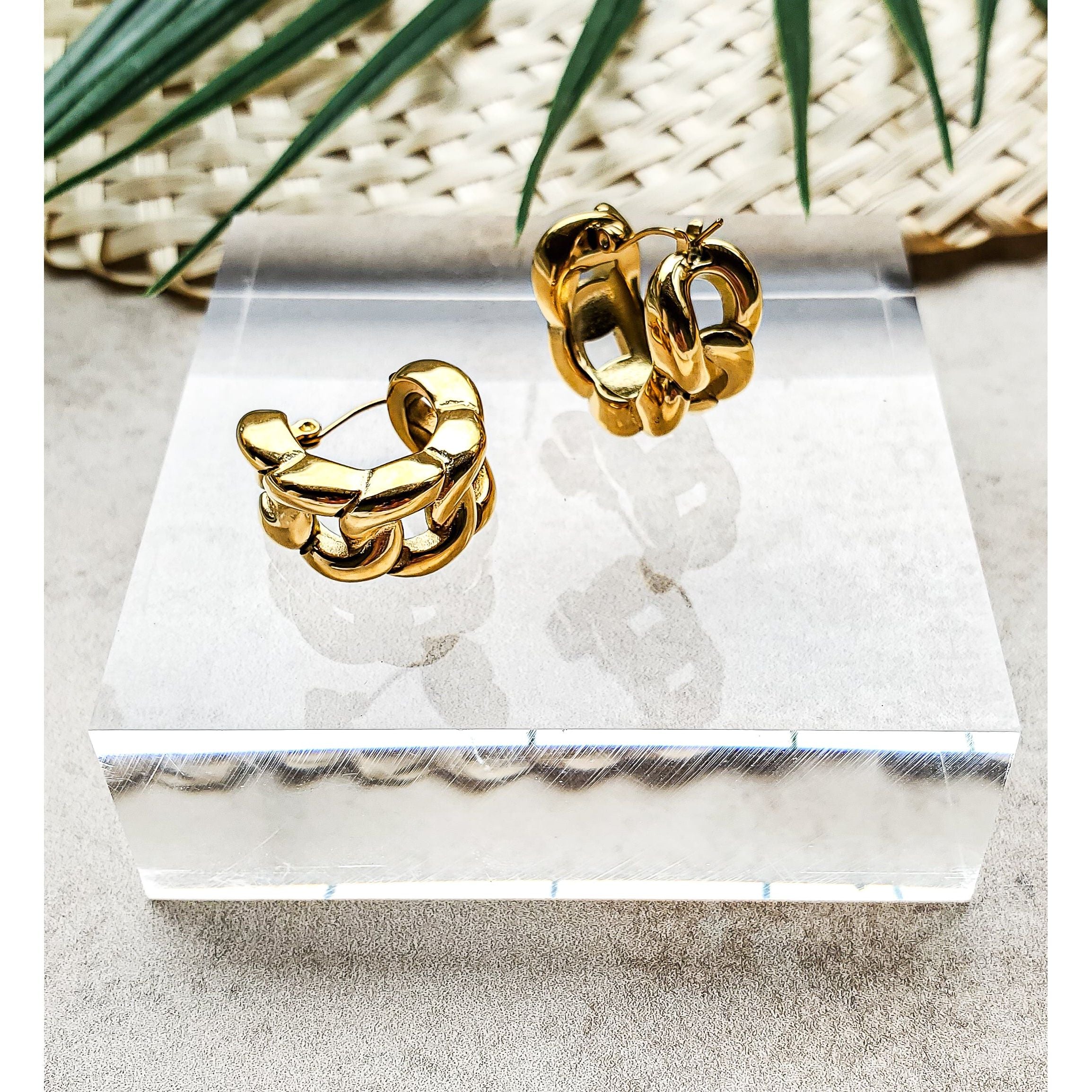 Lita 18K Chunky Cuban Link Chain Hoops