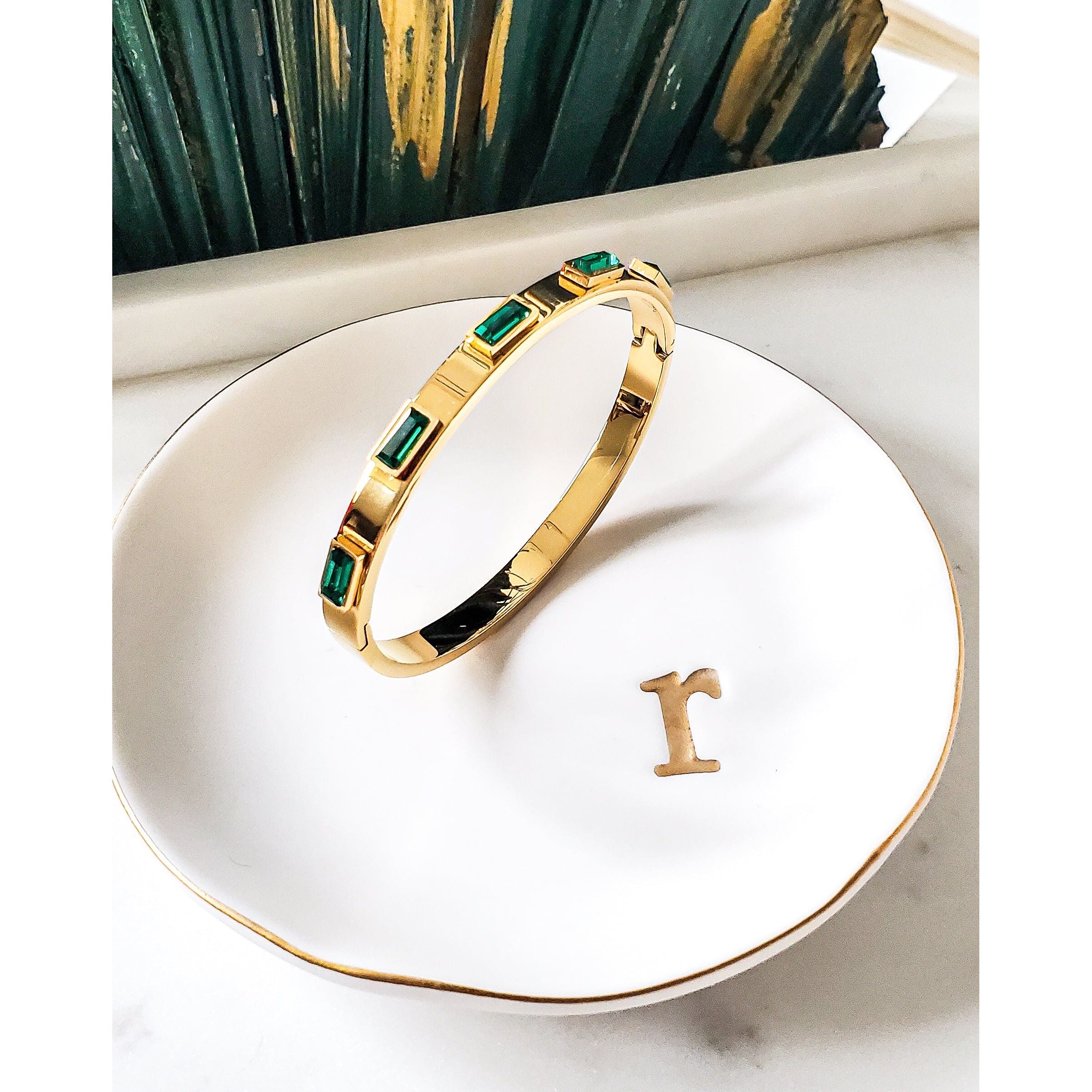 Seline 18K CZ Baguette Bangle Bracelet