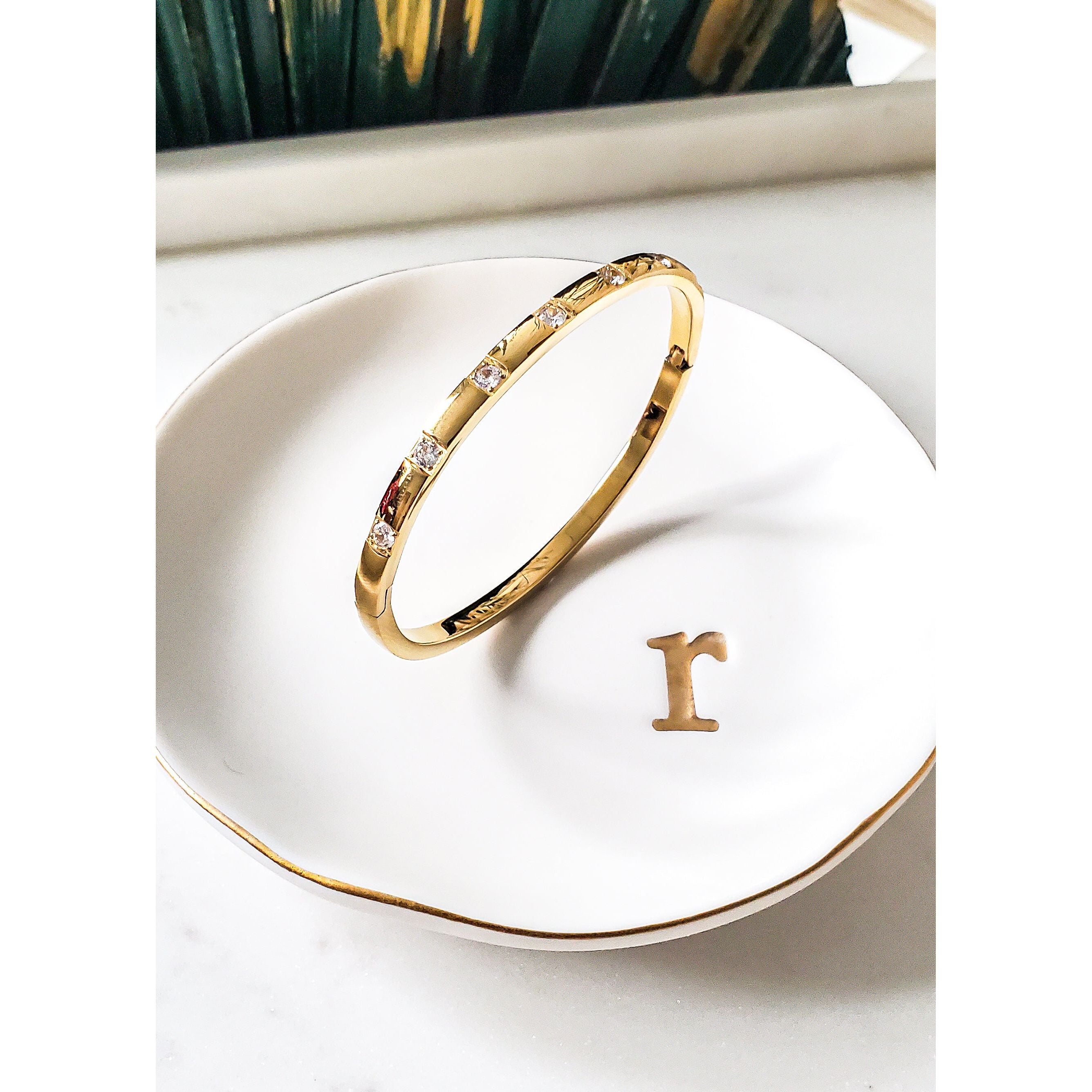 Jasmine 18K CZ Pave Bangle Bracelet
