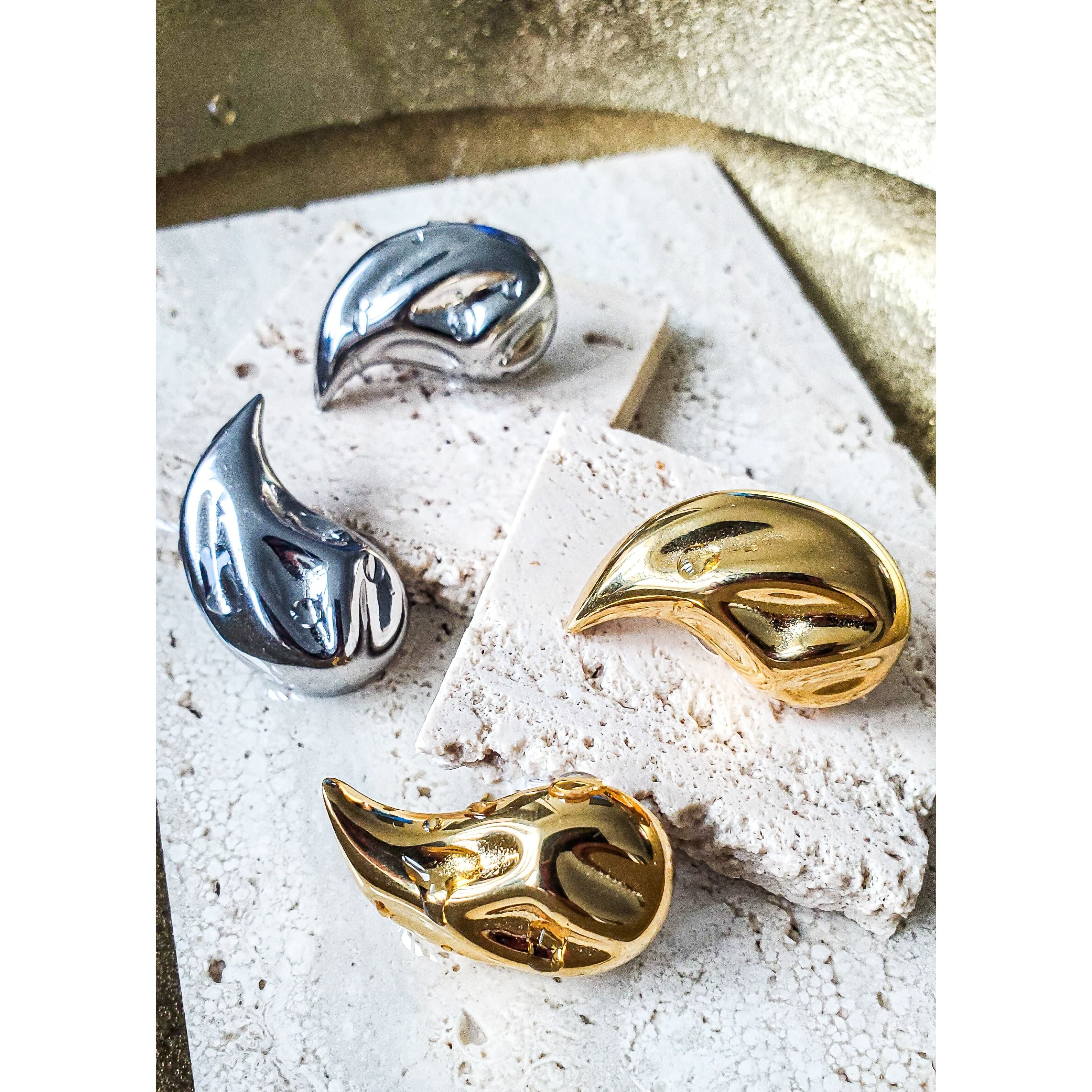 Bianca 18K Hammered Liquid Waterdrop Earrings