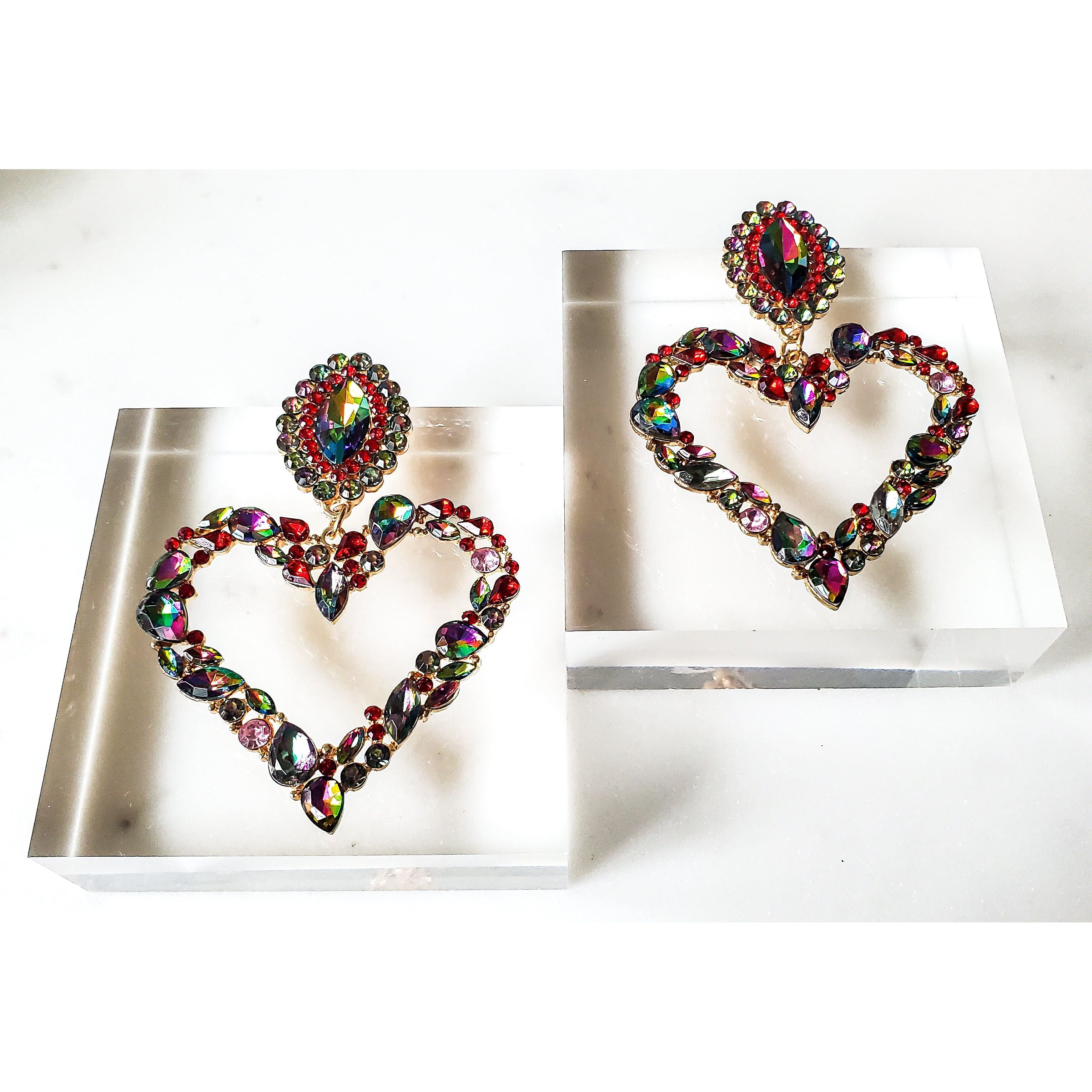 Ariana Jeweled Heart Earrings