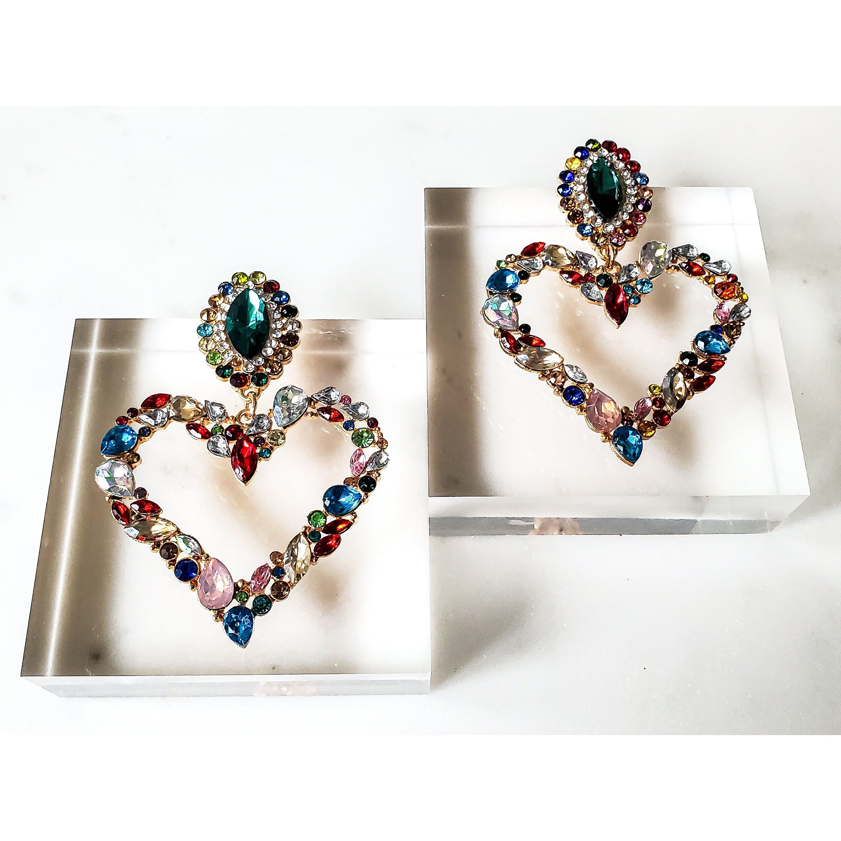 Ariana Jeweled Heart Earrings