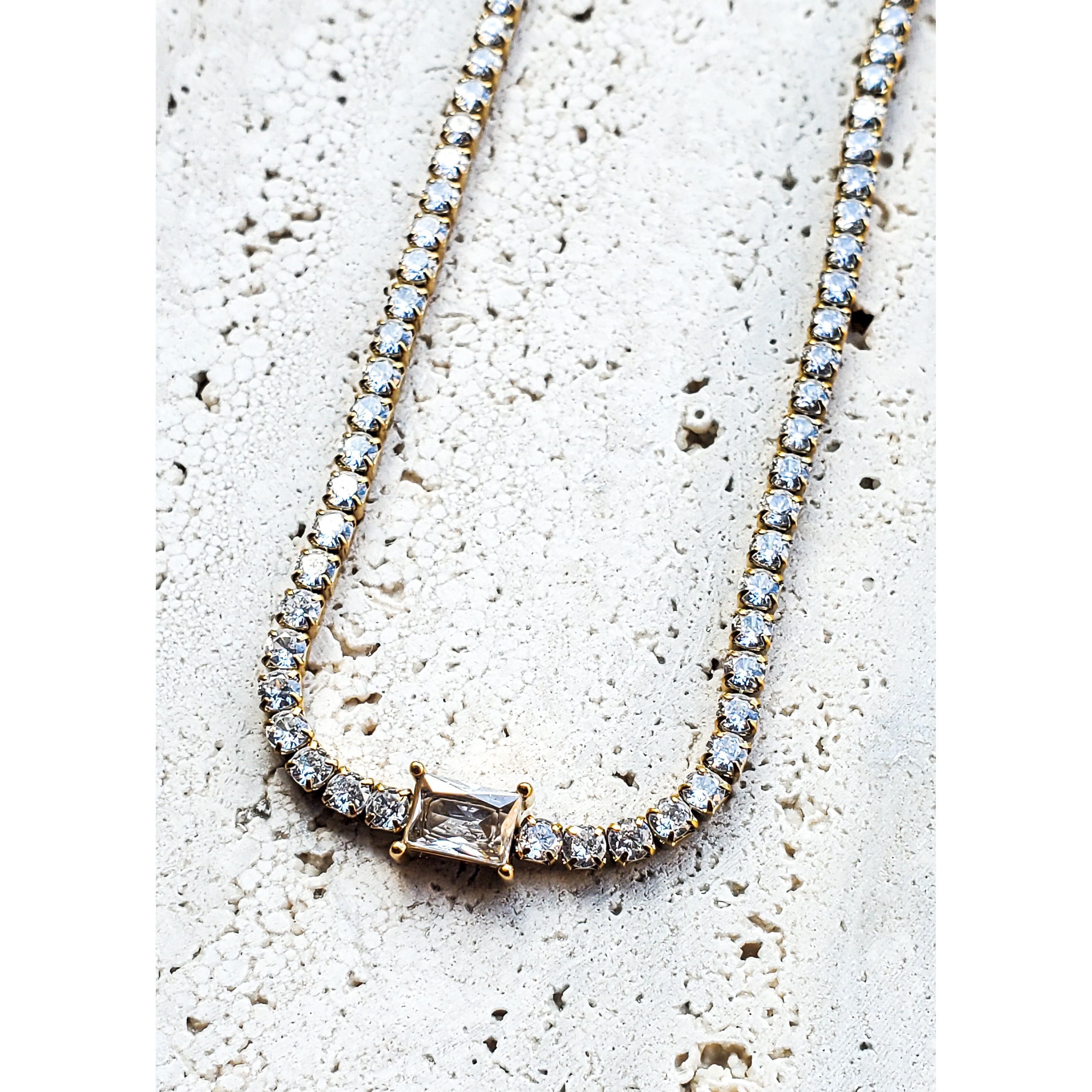 Khloe 18k CZ Chain Tennis Necklace