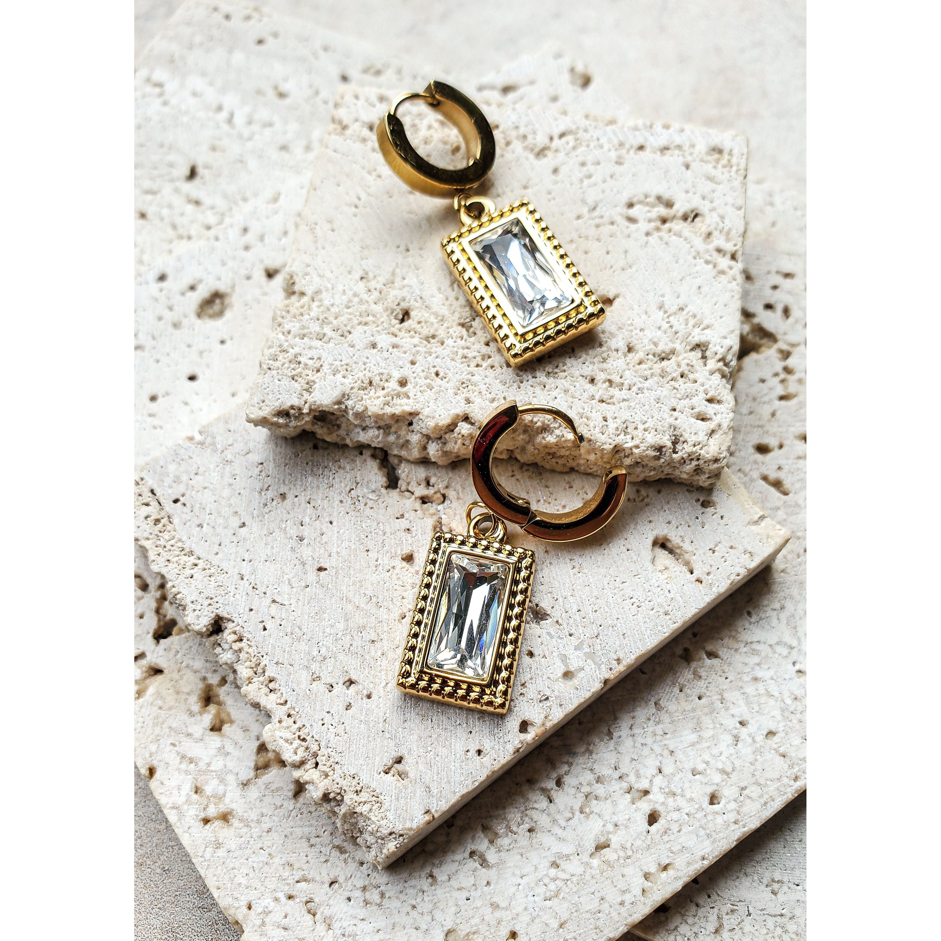 Nadia 18K Drop CZ Earrings