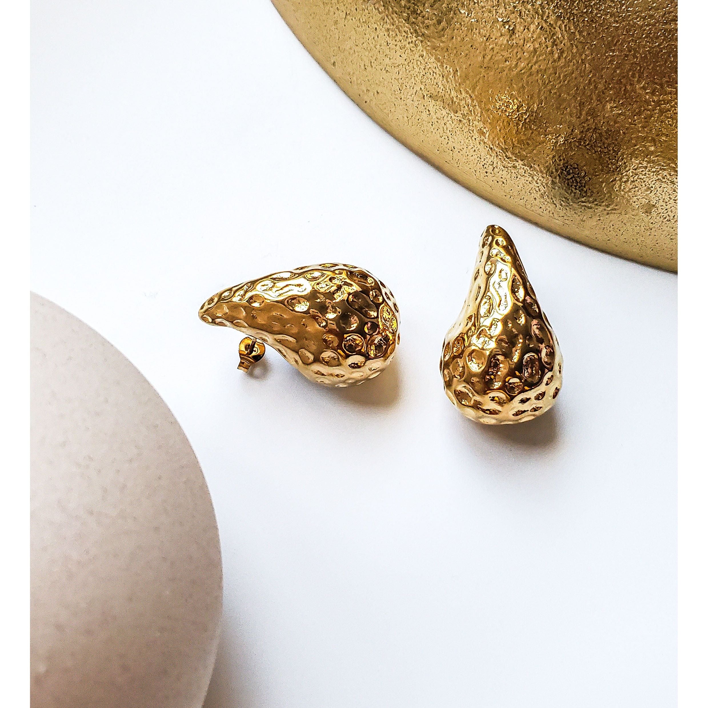 Bianca 18K Hammered Liquid Waterdrop Earrings