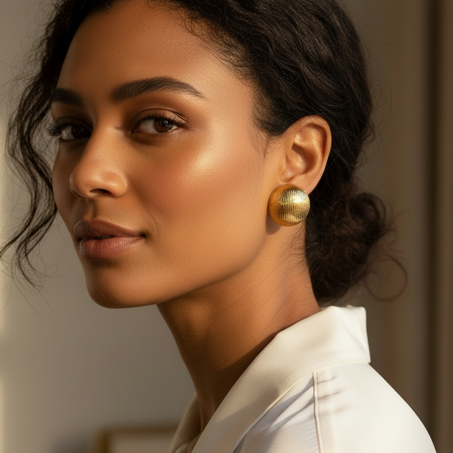 Grace 18K Dome Textured Earrings