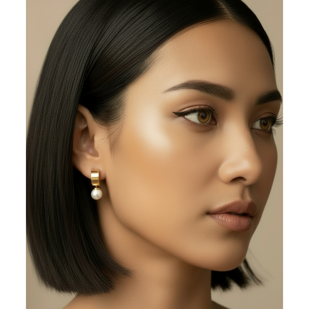 Penelope 18K Pearl Hoop Huggie Earrings