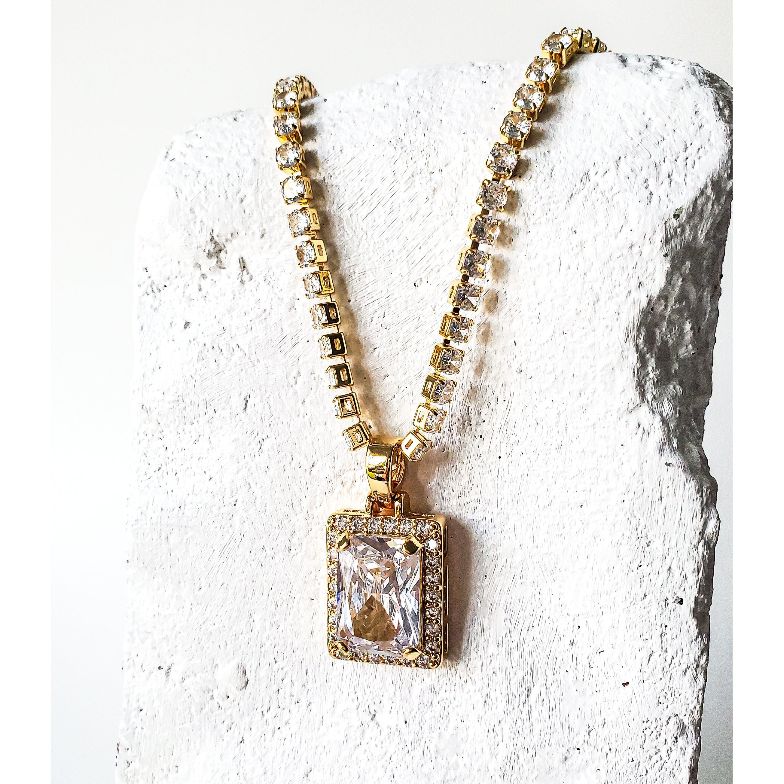 Stephanie 18K CZ Pendant Chain Necklace