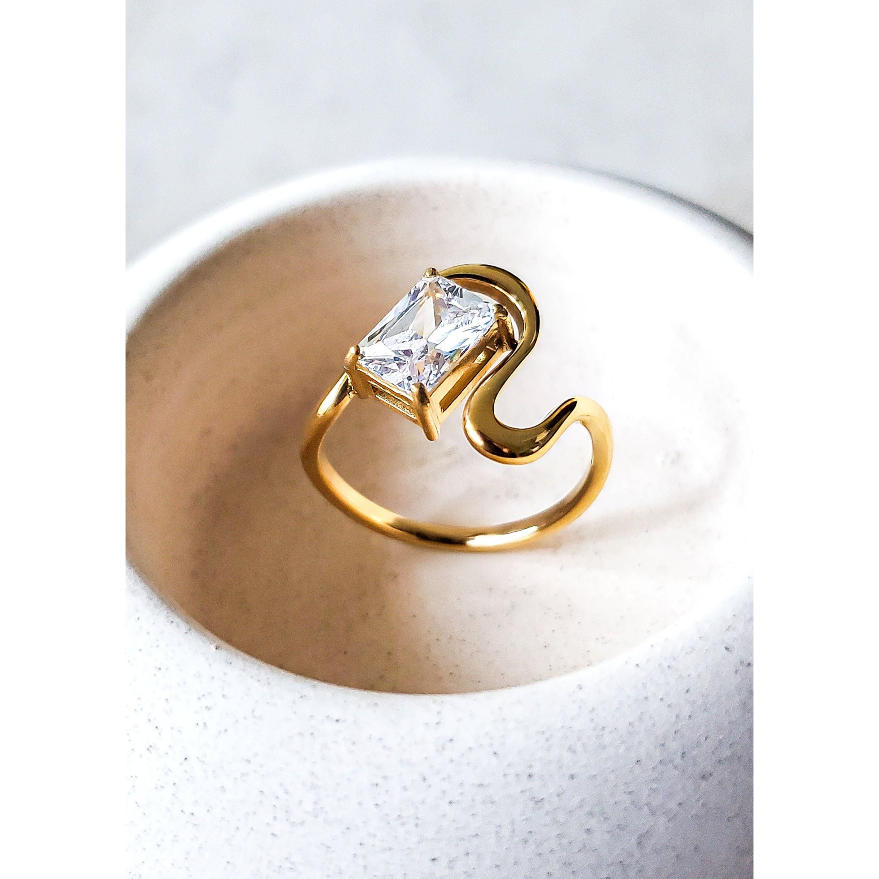 Sophia 18K Square Twist CZ Ring