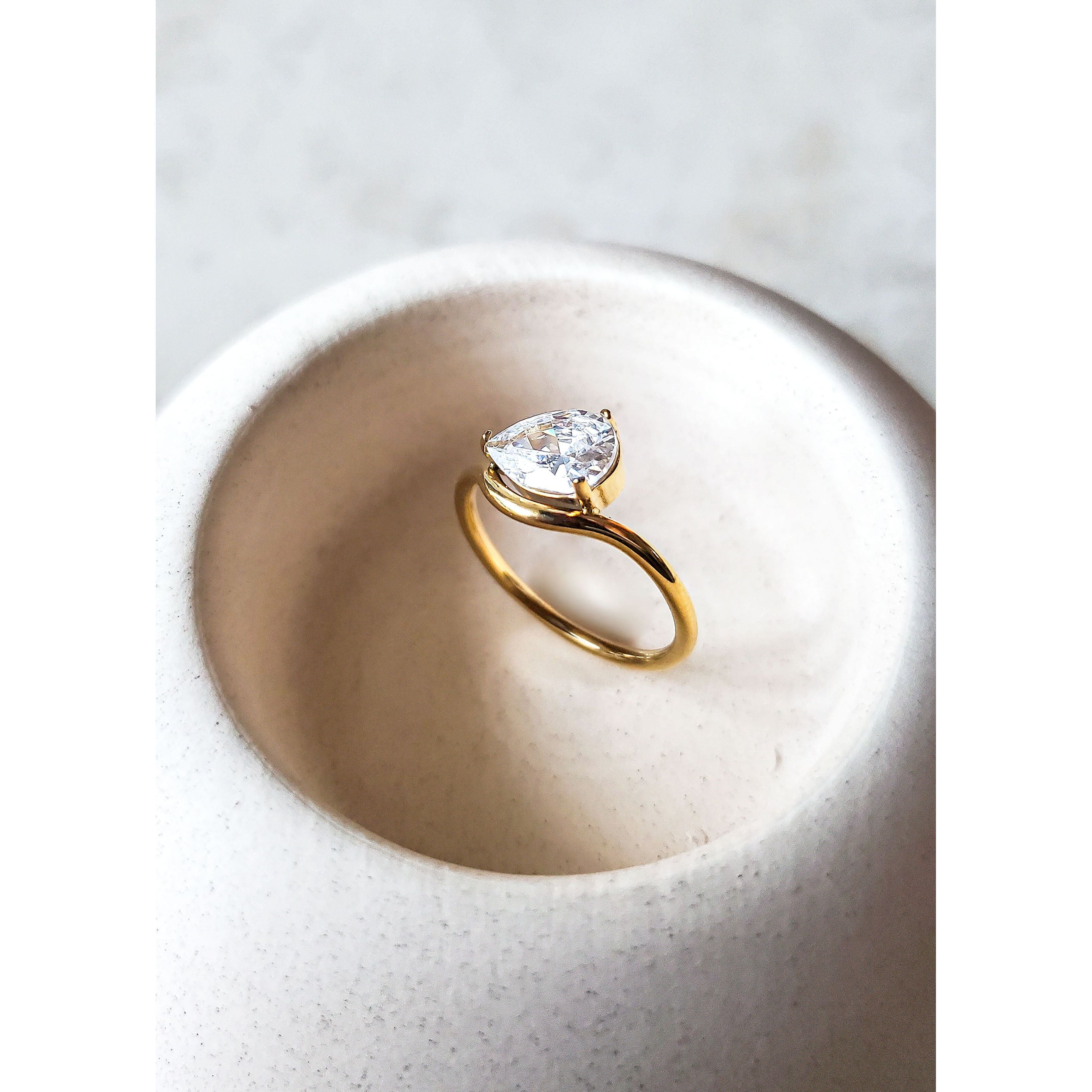 Minimalist 18K Dainty CZ Ring