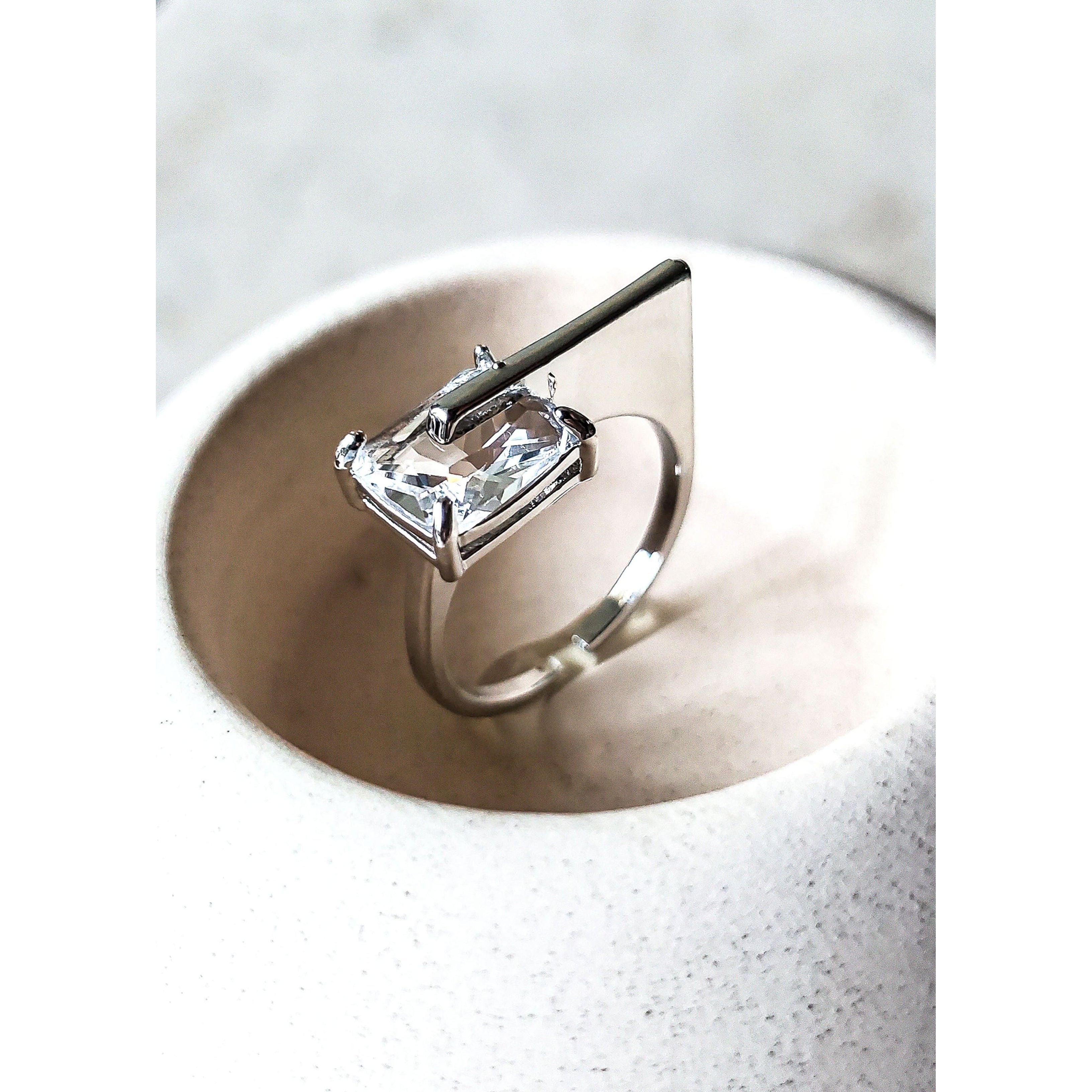 Leighton CZ Geometric Rectangle Ring
