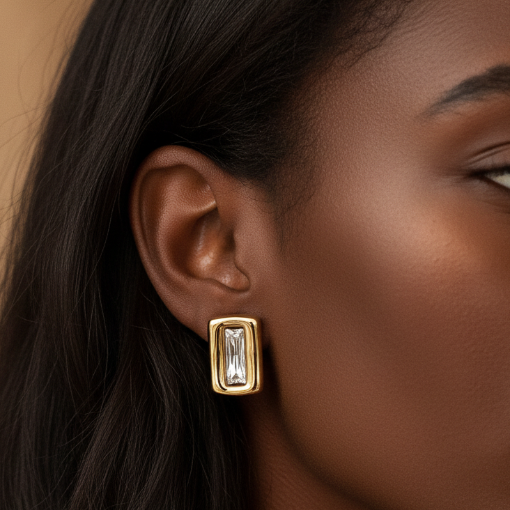 Victoria 18K Geometric CZ Drop Earrings