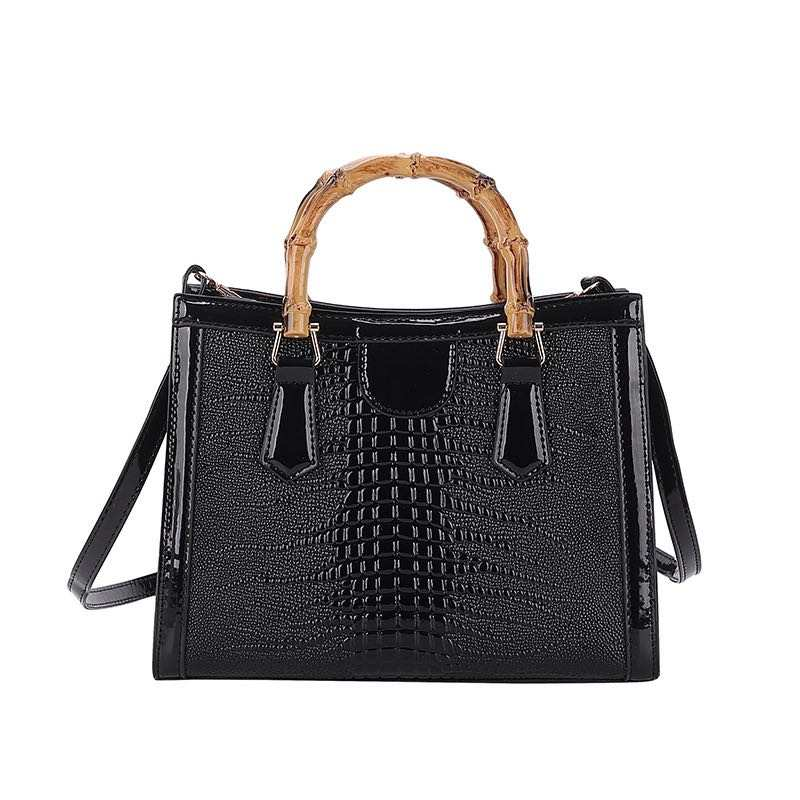 Laura Faux Alligator Bamboo Tote Handbag