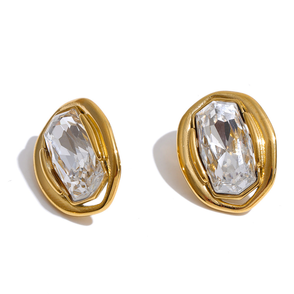 Zaria 18K CZ Oval Vintage Earrings