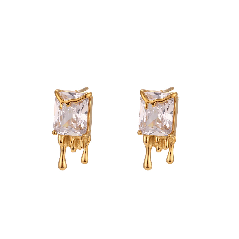 Sophia 18K Liquid Gold Melt CZ Earrings