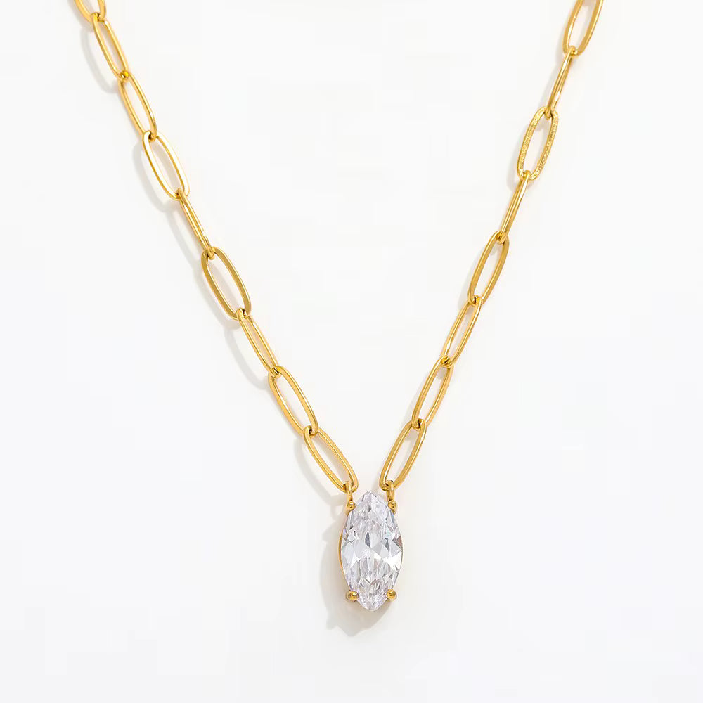 Sophia 18K Marquise Paperclip Necklace