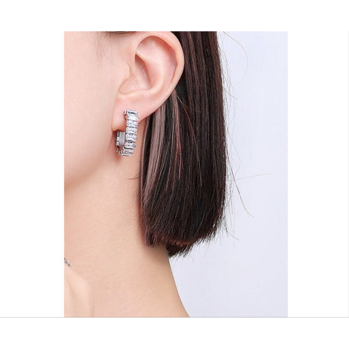 Seline Baguette 18K Huggie Earrings