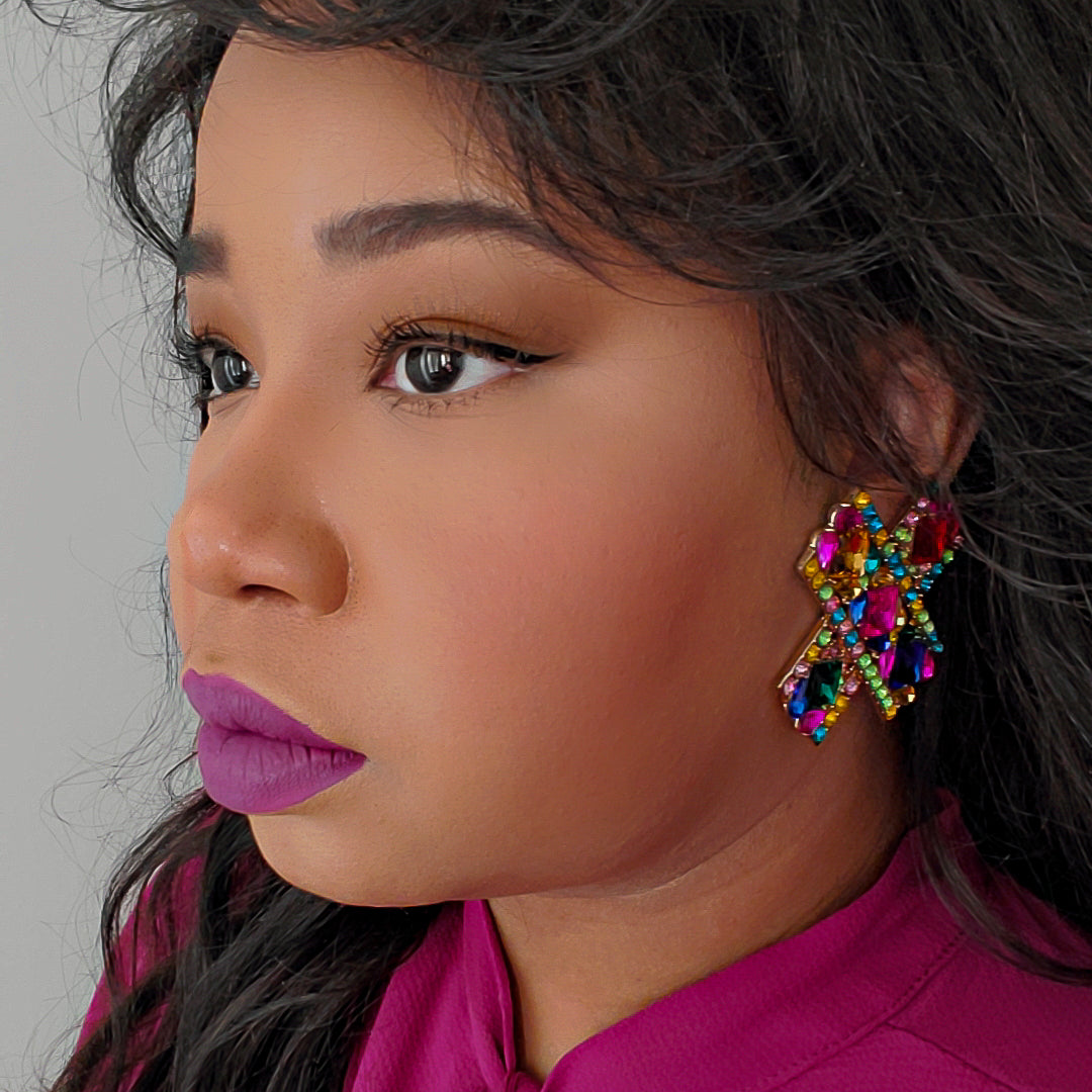 Luxe Cross Jeweled Earrings