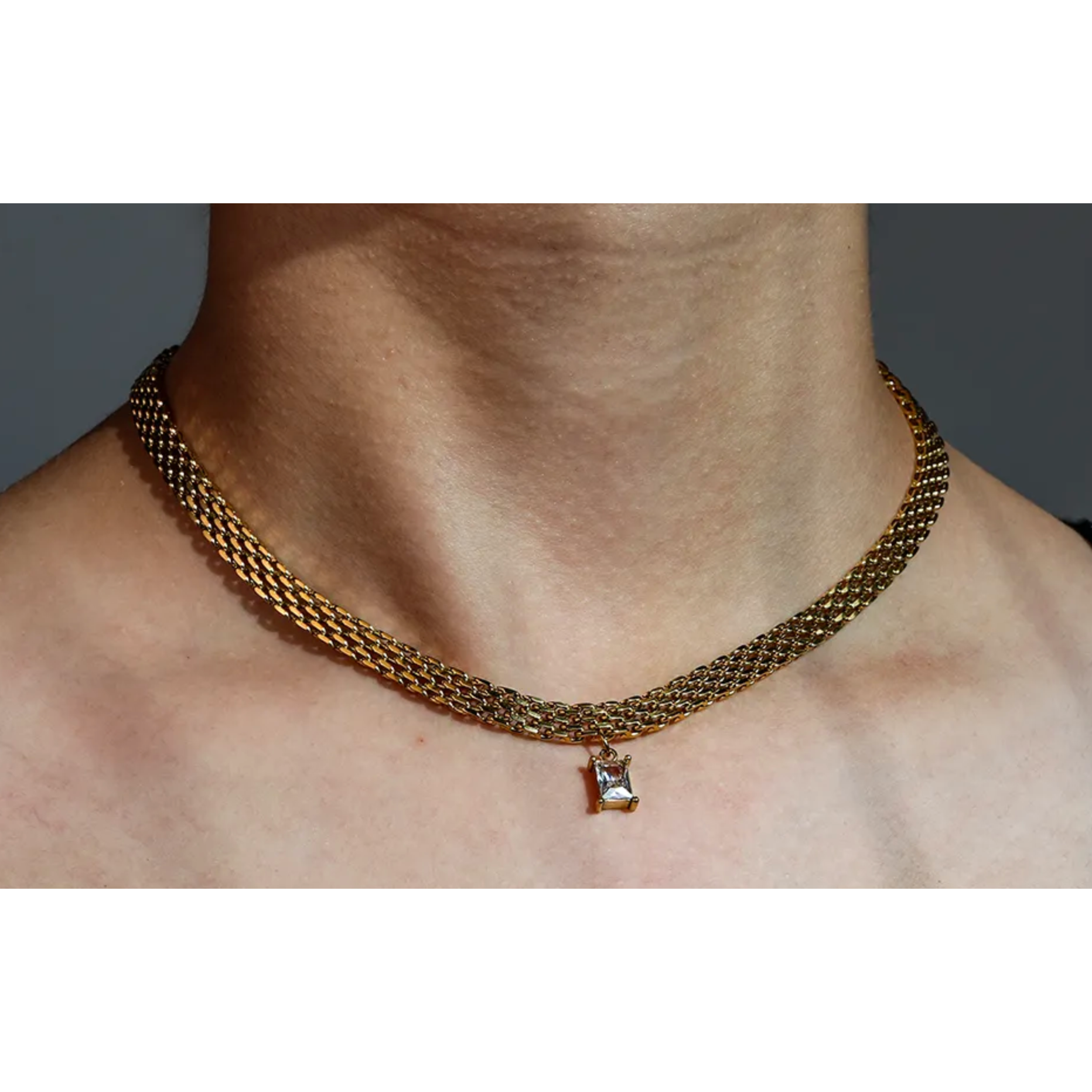 Seline 18K CZ Pendant Weaved Necklace