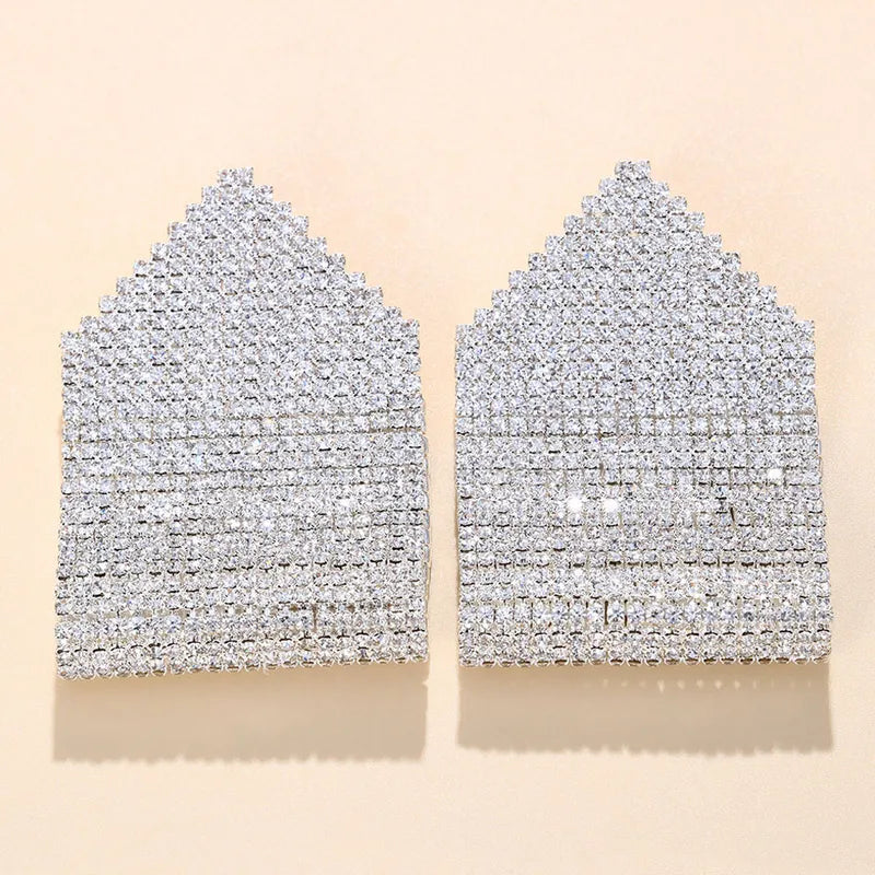 Tatiana Geometric Tag Rhinestone Earrings