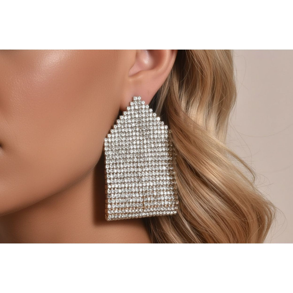 Tatiana Geometric Tag Rhinestone Earrings
