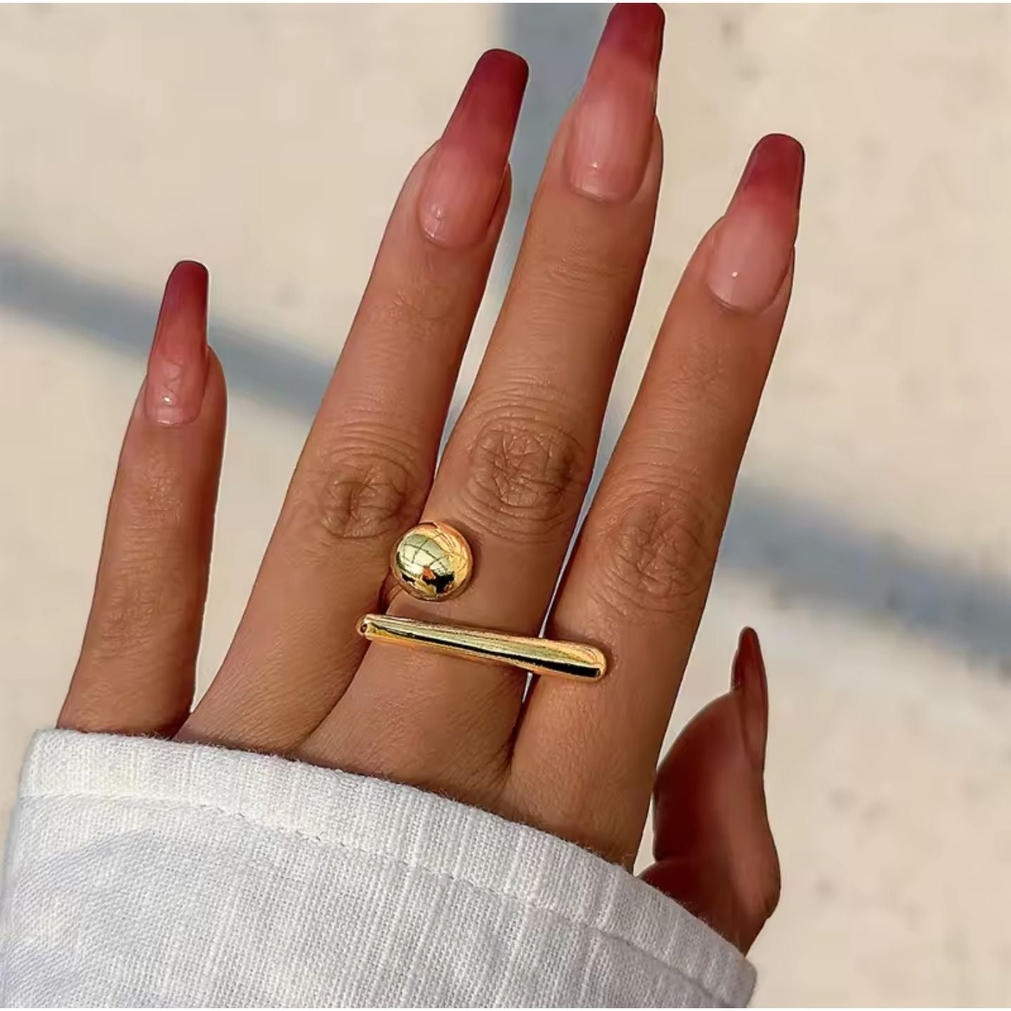 Luna 18K Ball Geometric Ring