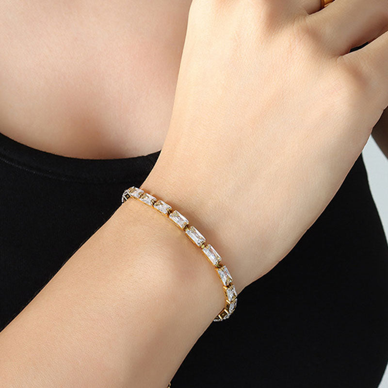 Khloe 18K CZ Square Tennis Bracelet
