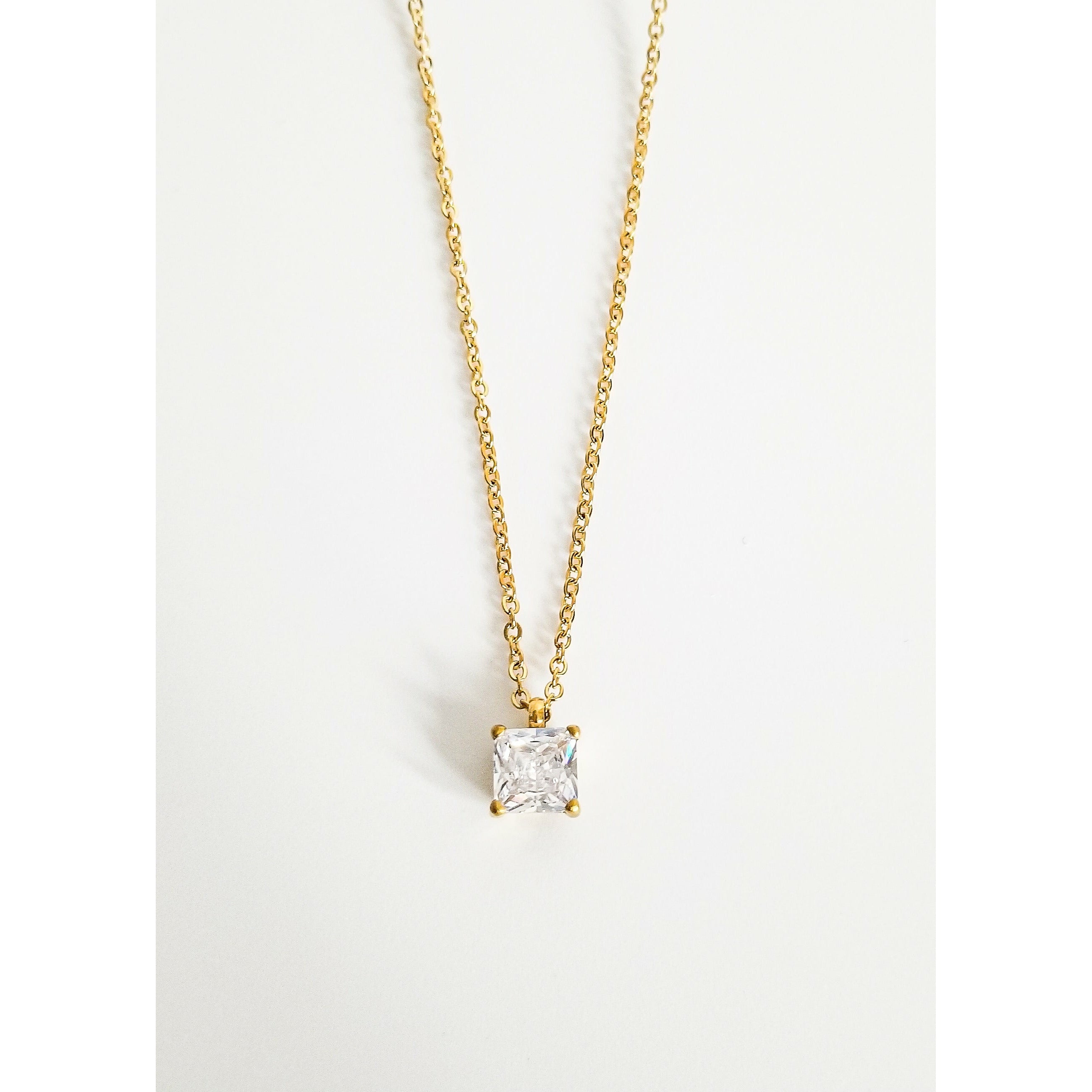 Sophia 18K Princess Cut CZ Necklace
