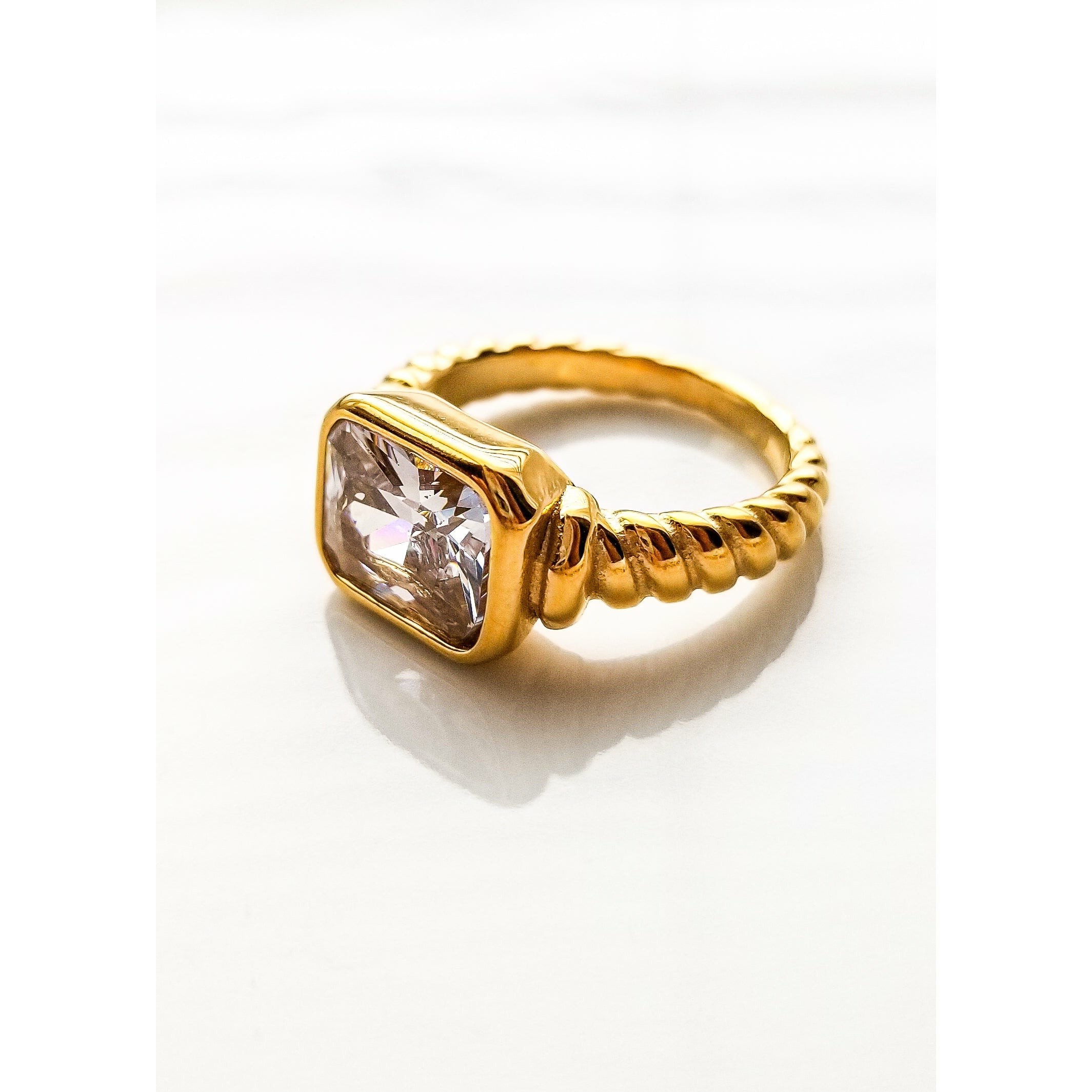 Julie 18k CZ Pave Croissant Ring