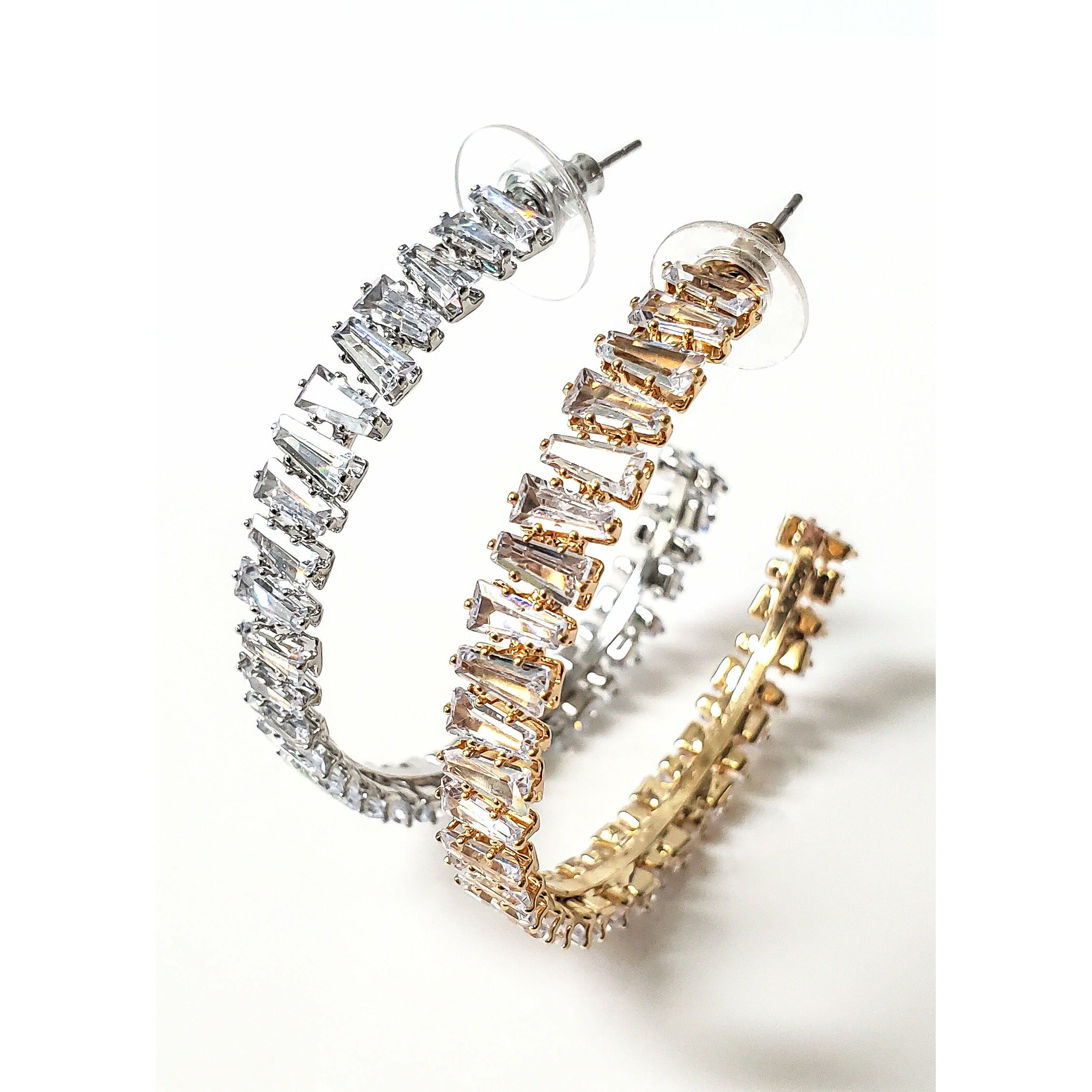 Kylie Jagged Baguette Hoop Earrings