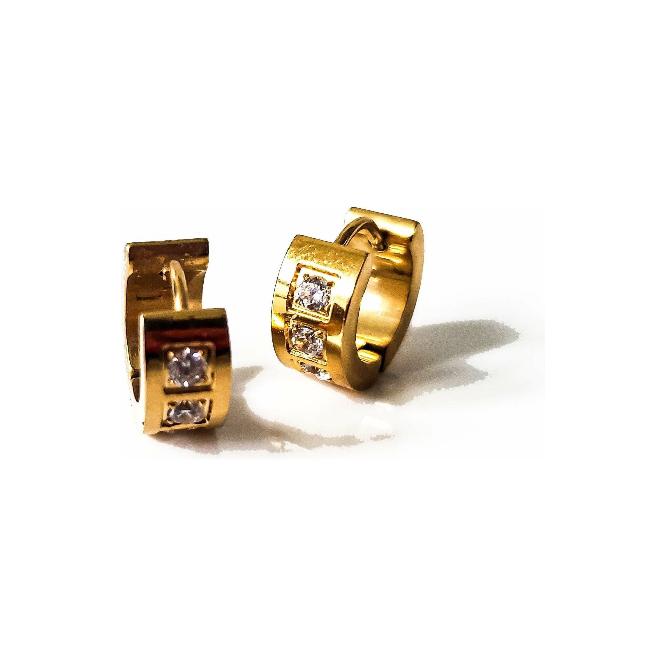 Jasmine 18K Gold 14mm Multi CZ Pave Huggie Earrings