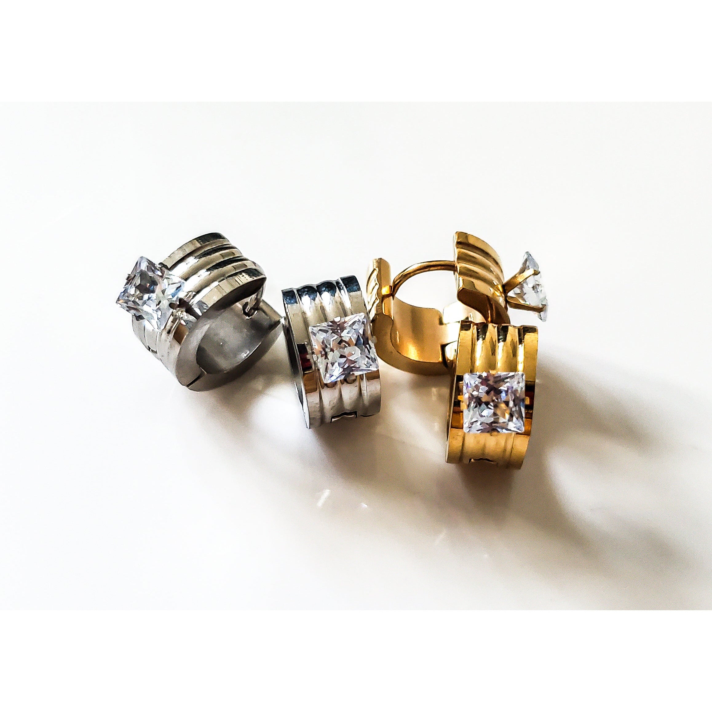 Bella 18K CZ Huggie Earrings