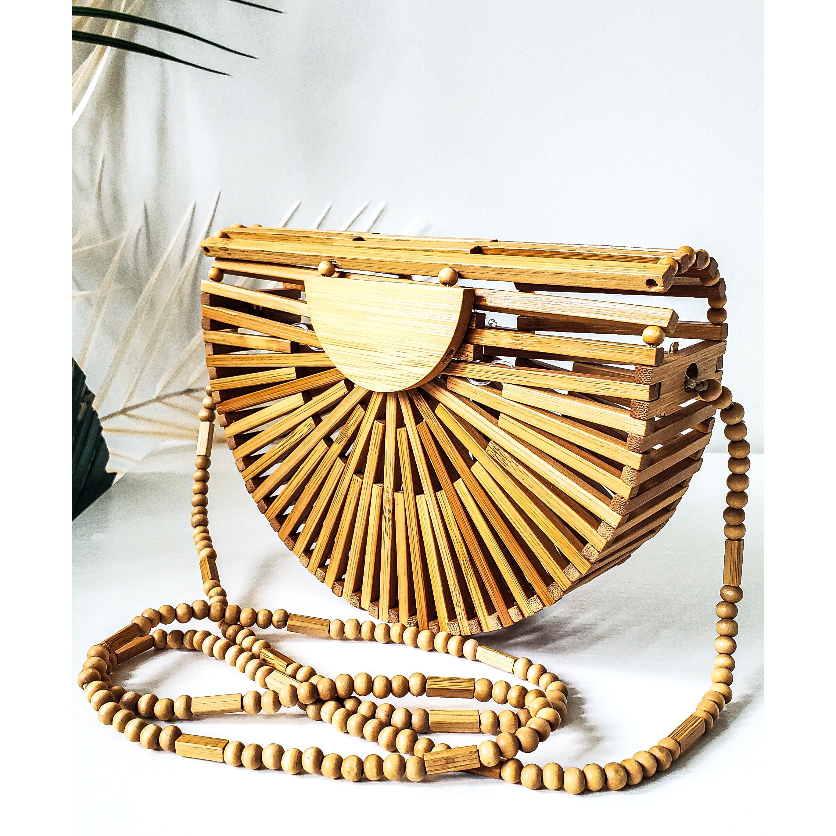 Kiara Semicircle Bamboo Crossbody Bag