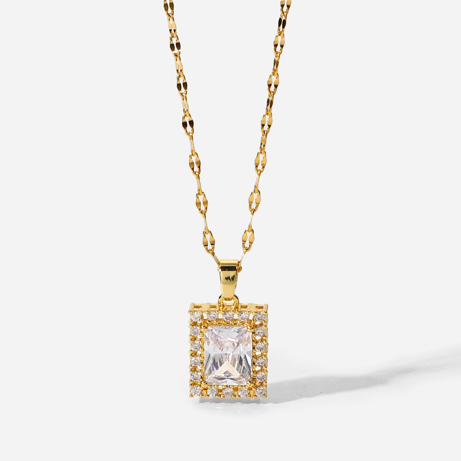 Stephanie 18K Gold Bezel CZ Pendant Necklace