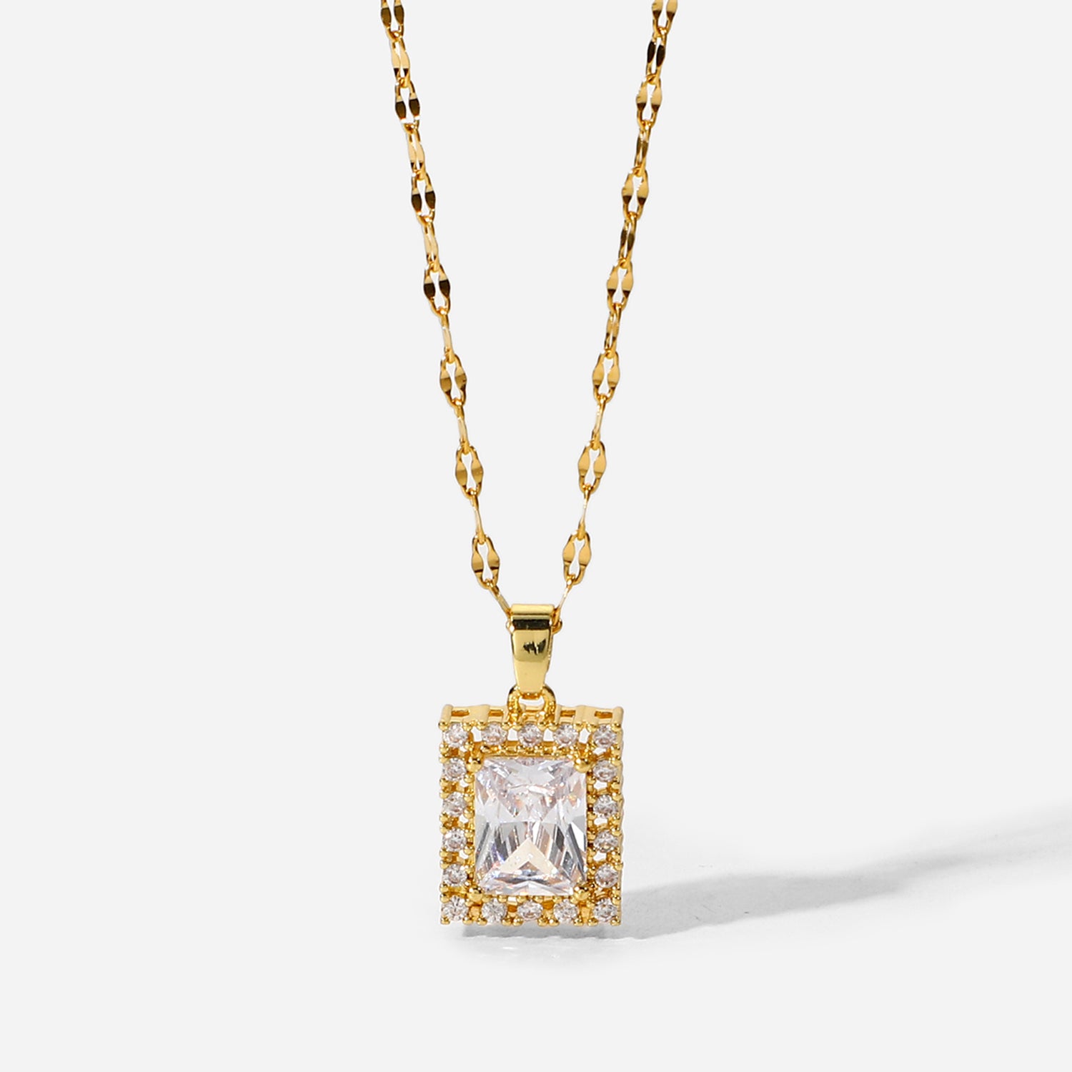 Stephanie 18K Gold Bezel CZ Pendant Necklace