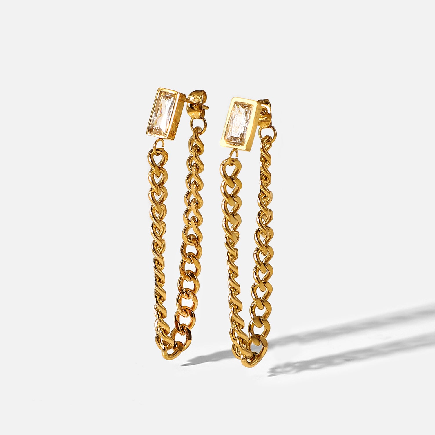 Carmen 14K CZ Chain Link Earrings