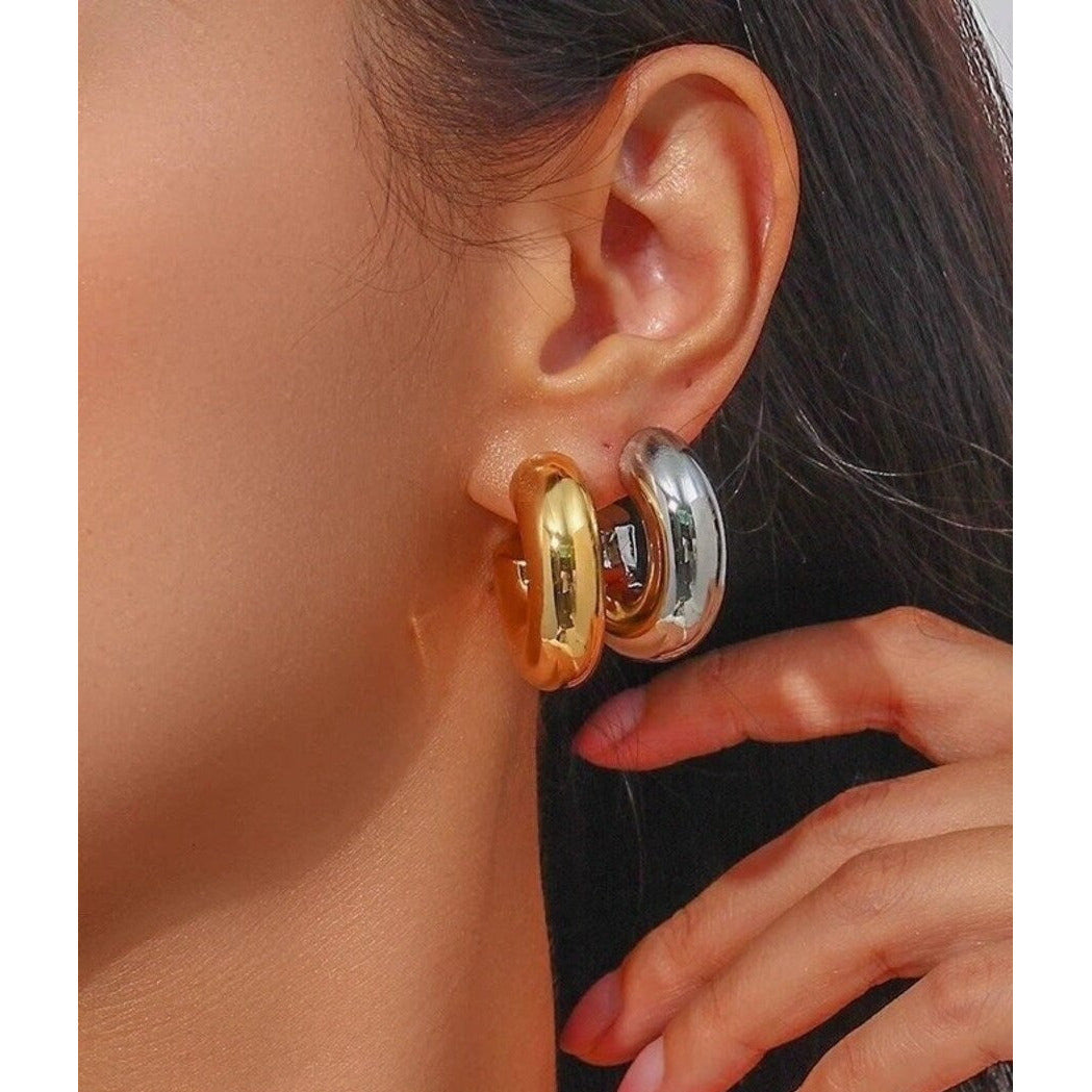 Rogue 18K Chunky C 30mm Hoop Earrings