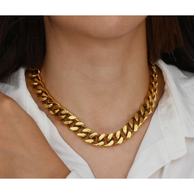 Lita 18K Gold Cuban Collar Chain Necklace